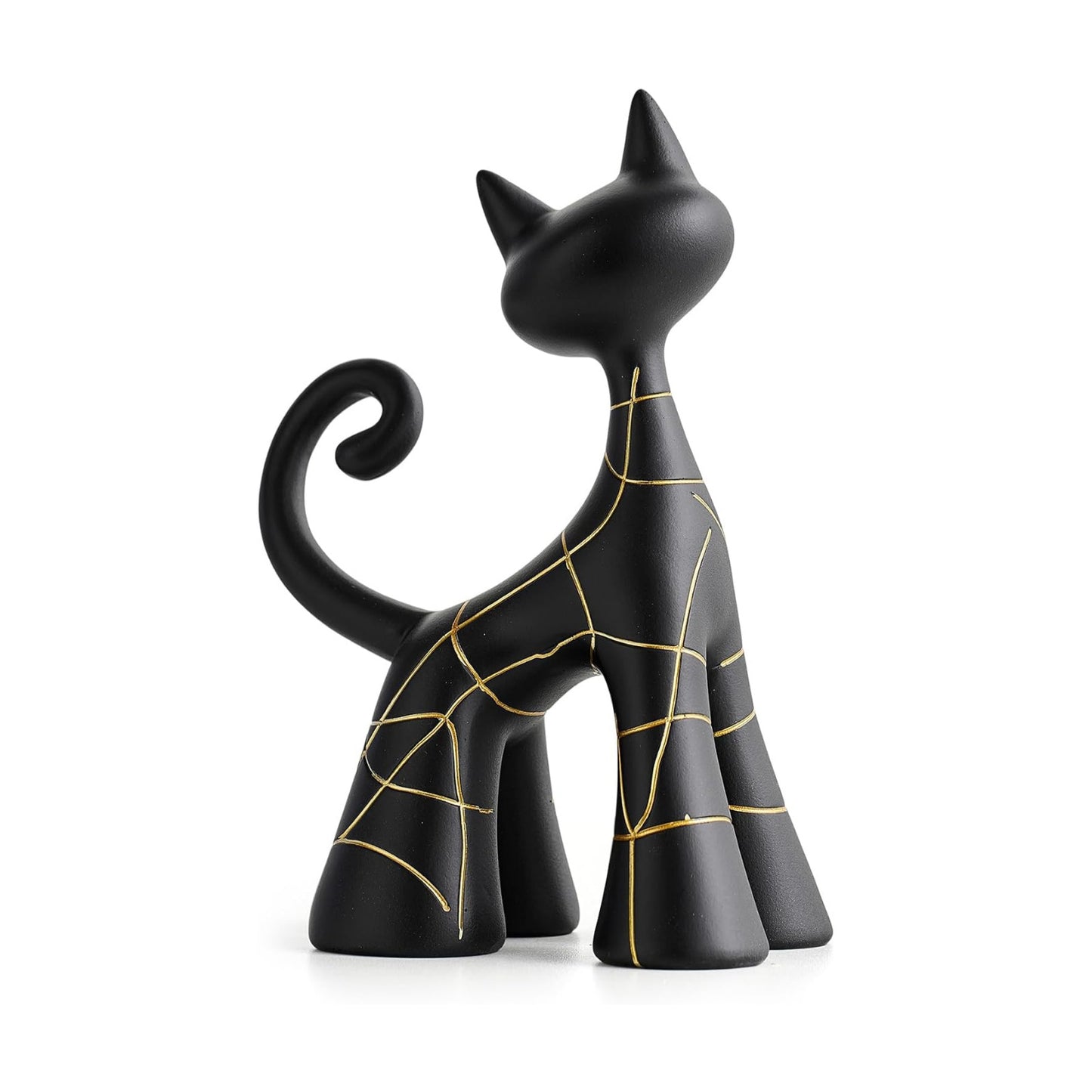 Modern Cat Statue Decor / Matte Black