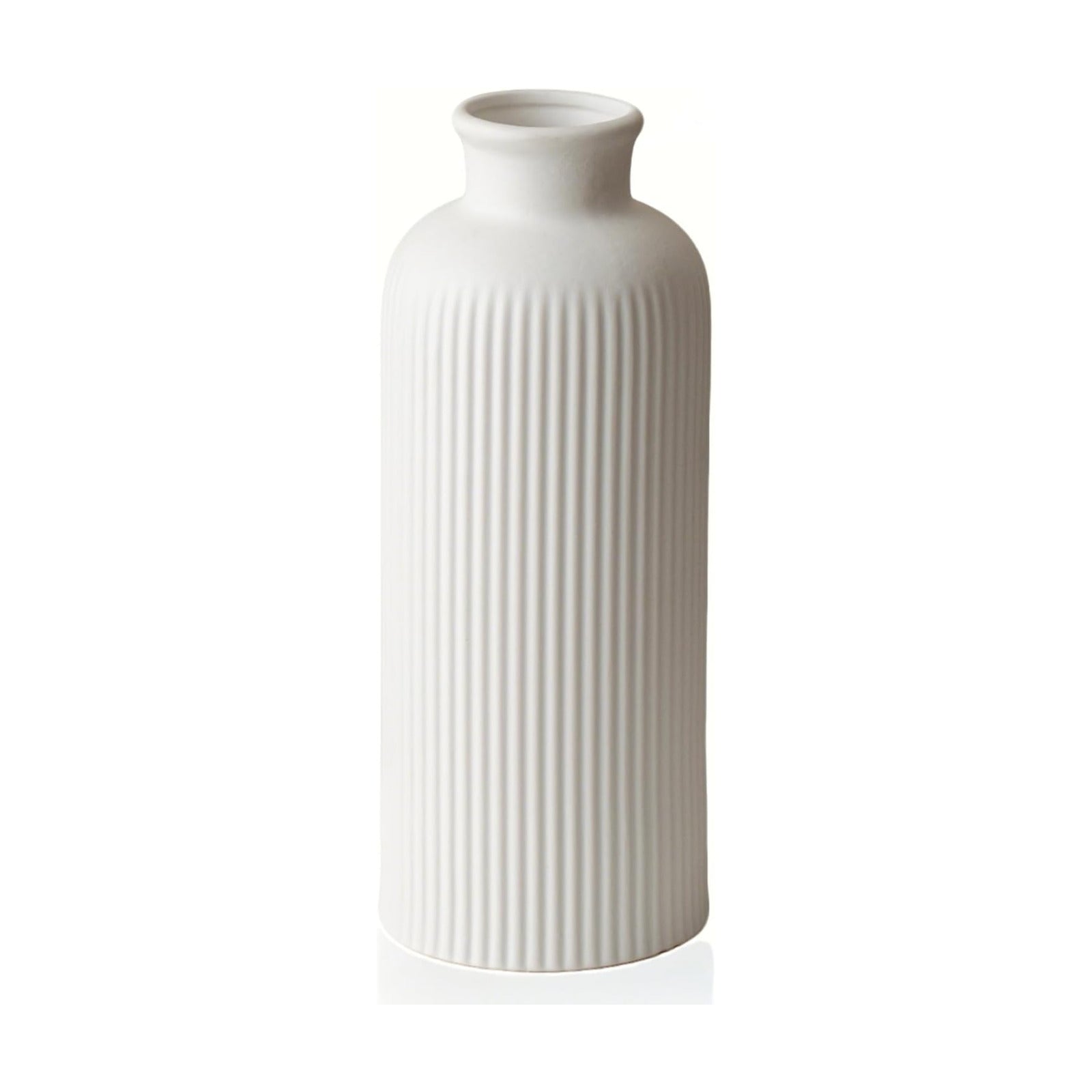 Modern Textured Decorative Vase / Bisque White / 10 Inch