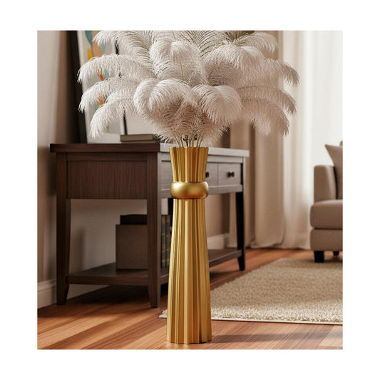 Striped-Shaped Vase / Gold / 23.6 In