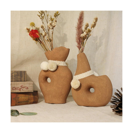 Modern Ceramic Flower Vase / Terracotta / Set of 2
