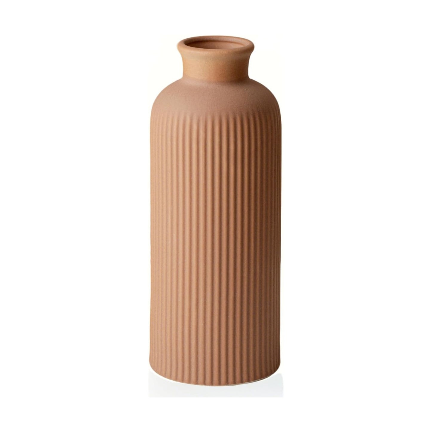 Ribbed Ceramic Vase for Flowers / Coffee / 10 Inch