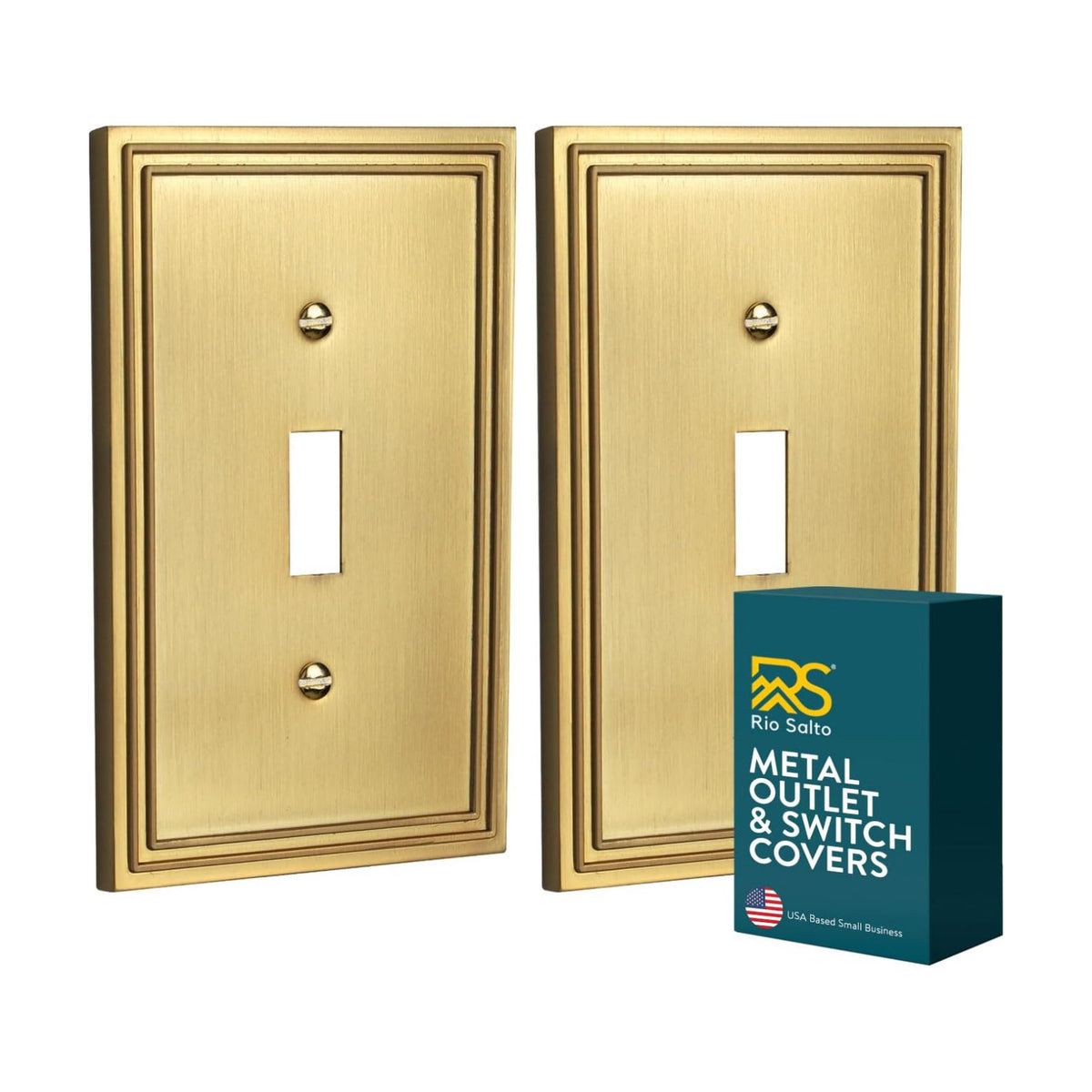 Rio Salto Gold Light Switch Cover Plate Toggle Flip Switch Decorative Wall Plate Brushed Brass Gold Metal Modern Wall