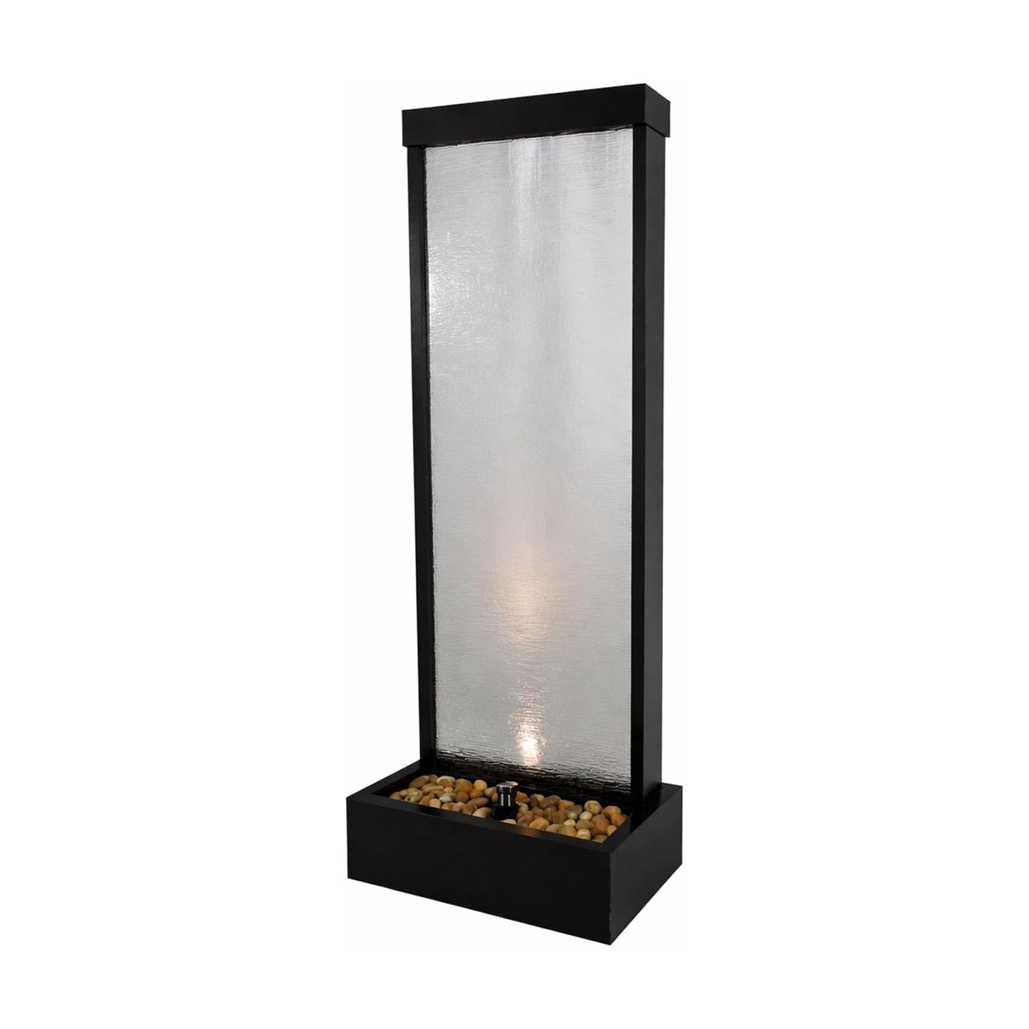 Alpine Corporation MLT170L 72" Waterfall Fountain with LED Light Cascading Textured Glass & Aluminum Floor Design