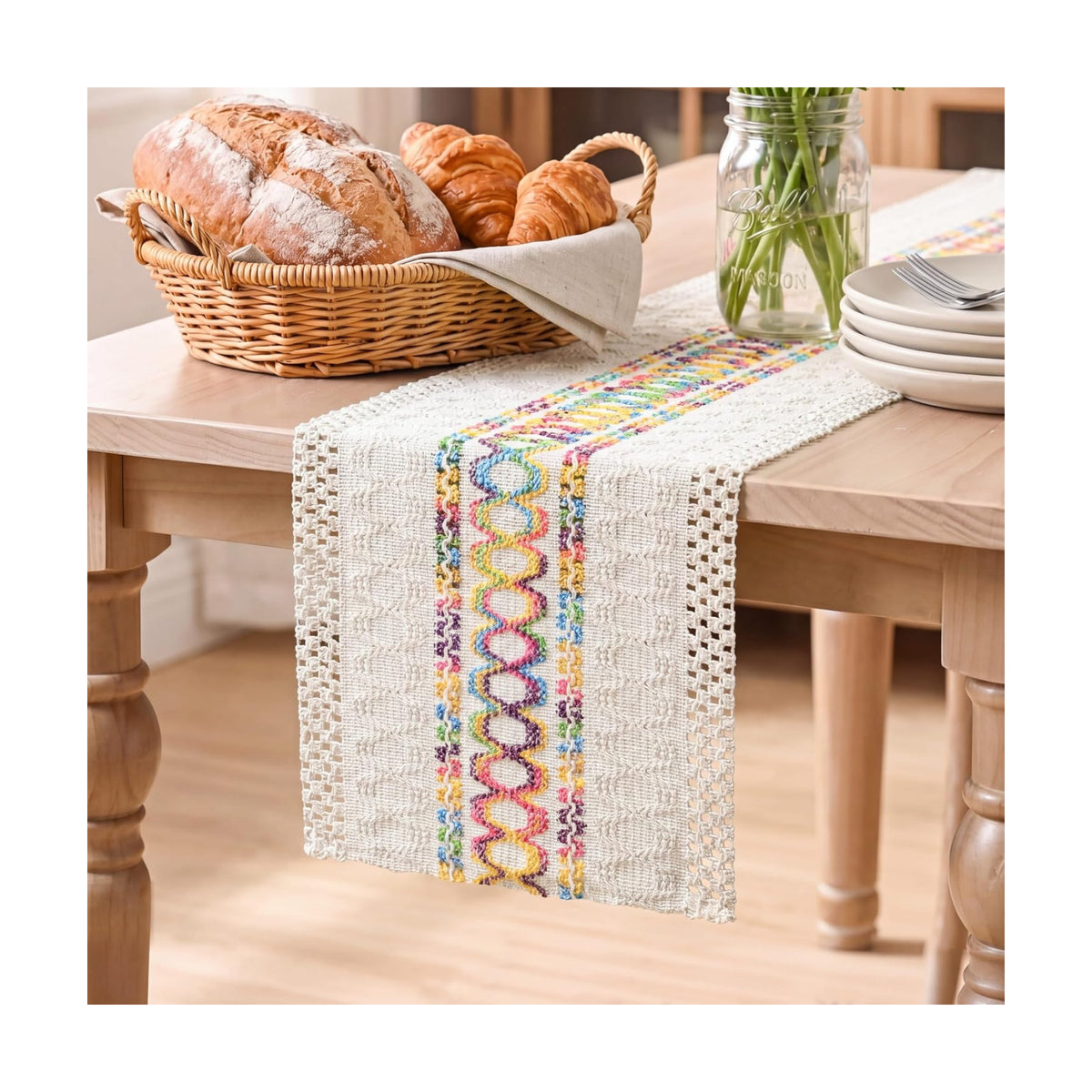 Artoid Mode Colorful Farmhouse Rustic Table Runner 12x90 Inch