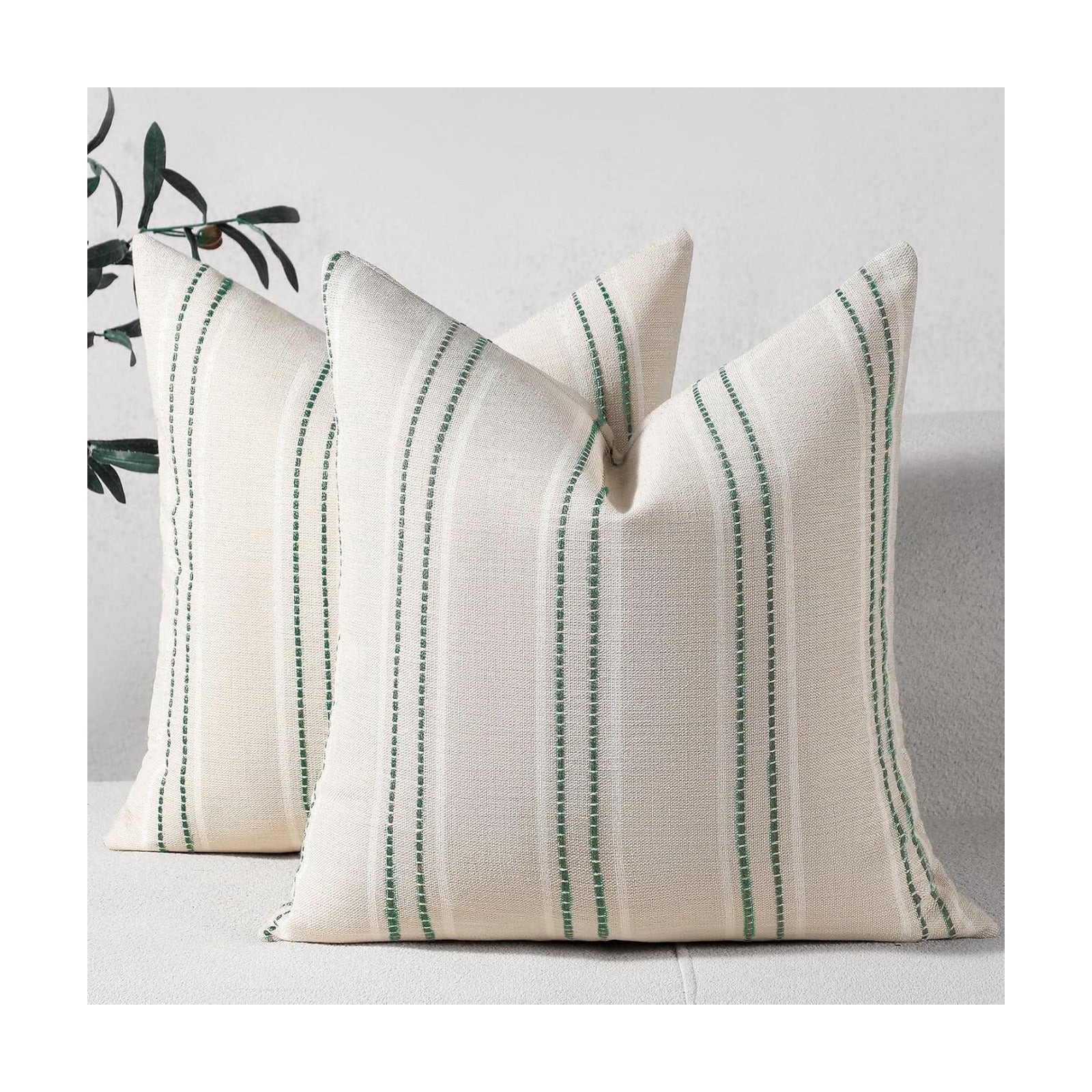 Spring Throw Pillow Covers Green Pillow Covers Farmhouse / Dark Green / 20 x 20 / Set of 2