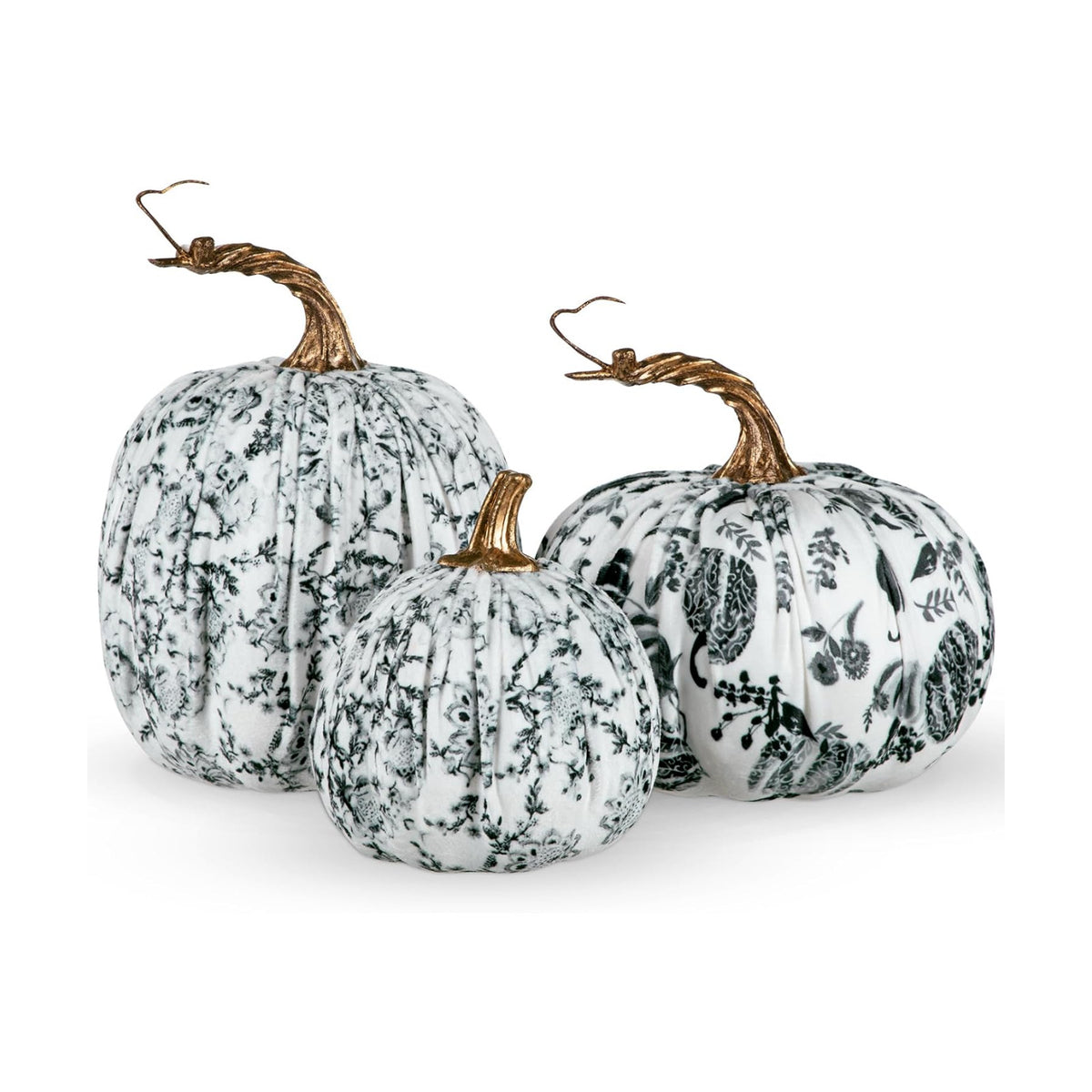 3 Pcs Velvet Fake Pumpkins, Black and White Fall Decor for Home Indoor