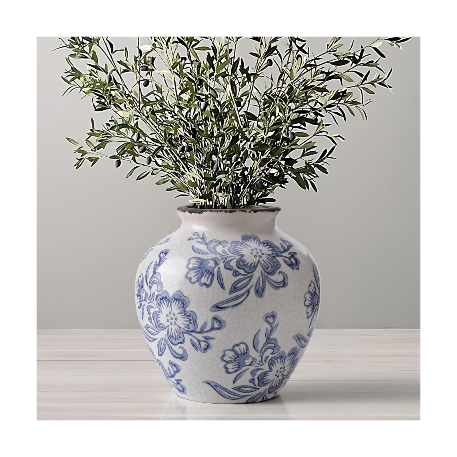Ceramic Flower Vase Home Decor / 6.2"-blue and White / 6.2 Inch