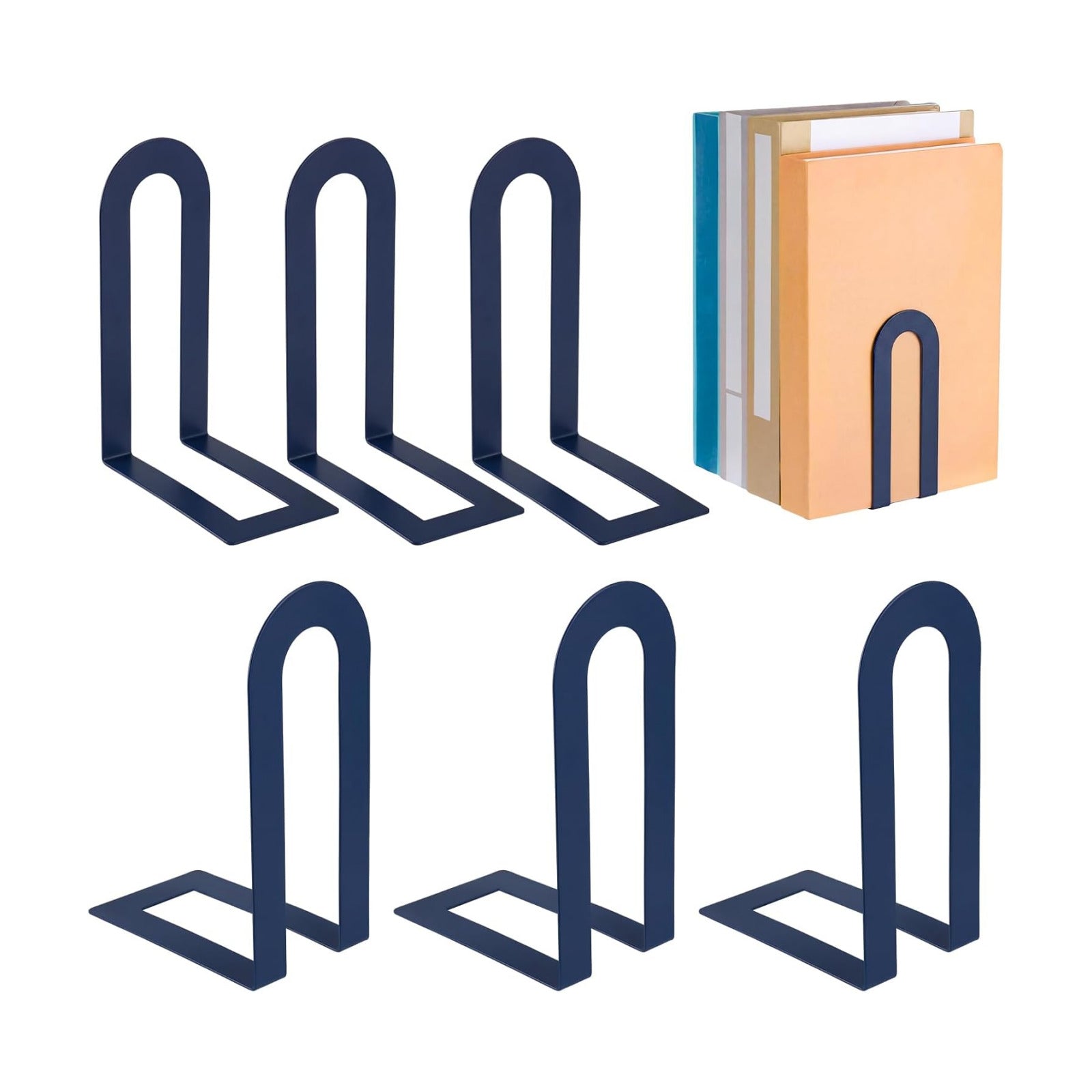 Modern Metal Book Ends / 5.5*3.75*2.25inch / Blue / Set of 6