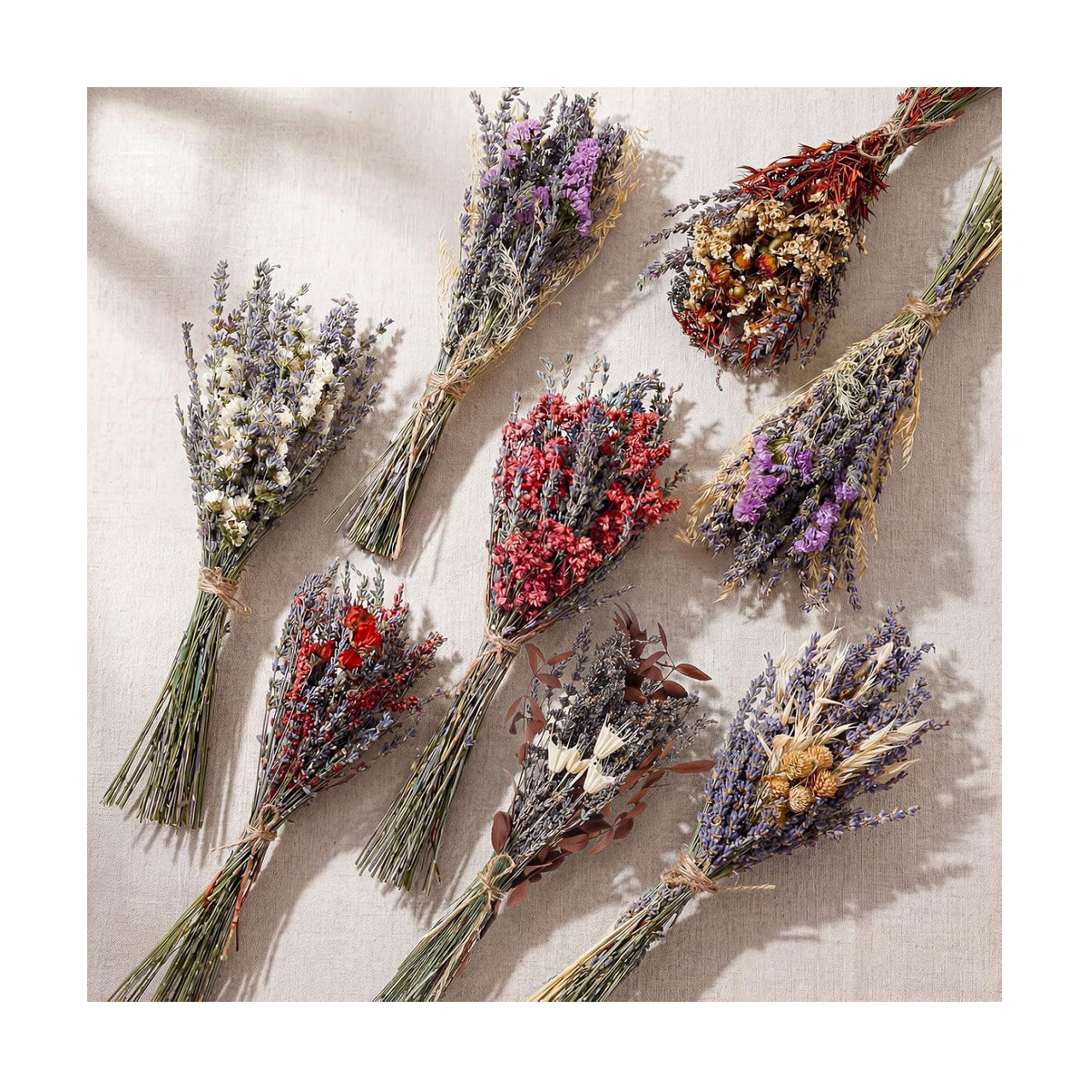 Layhit 8 Pack Large Size Boho Dried Flowers 15-17 Inch, Lavender