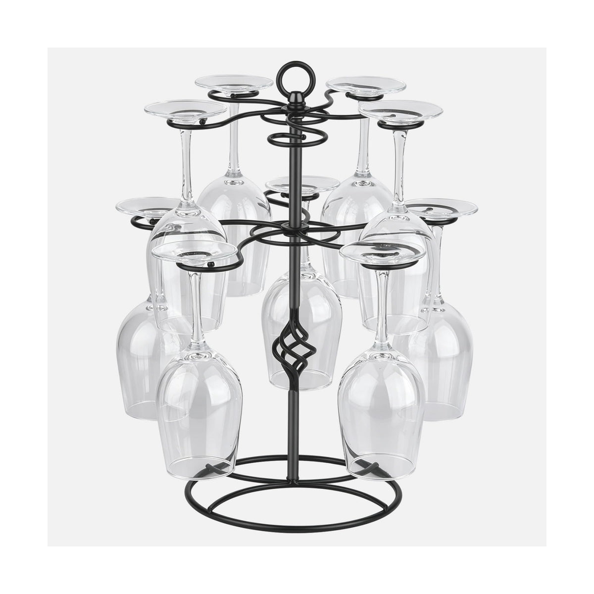 QPIX DIGITAL Wine Glass Rack 2 Tier 10 Holders Wine Glasses Stand, Black Champagne Tower Stand Countertop Tabletop