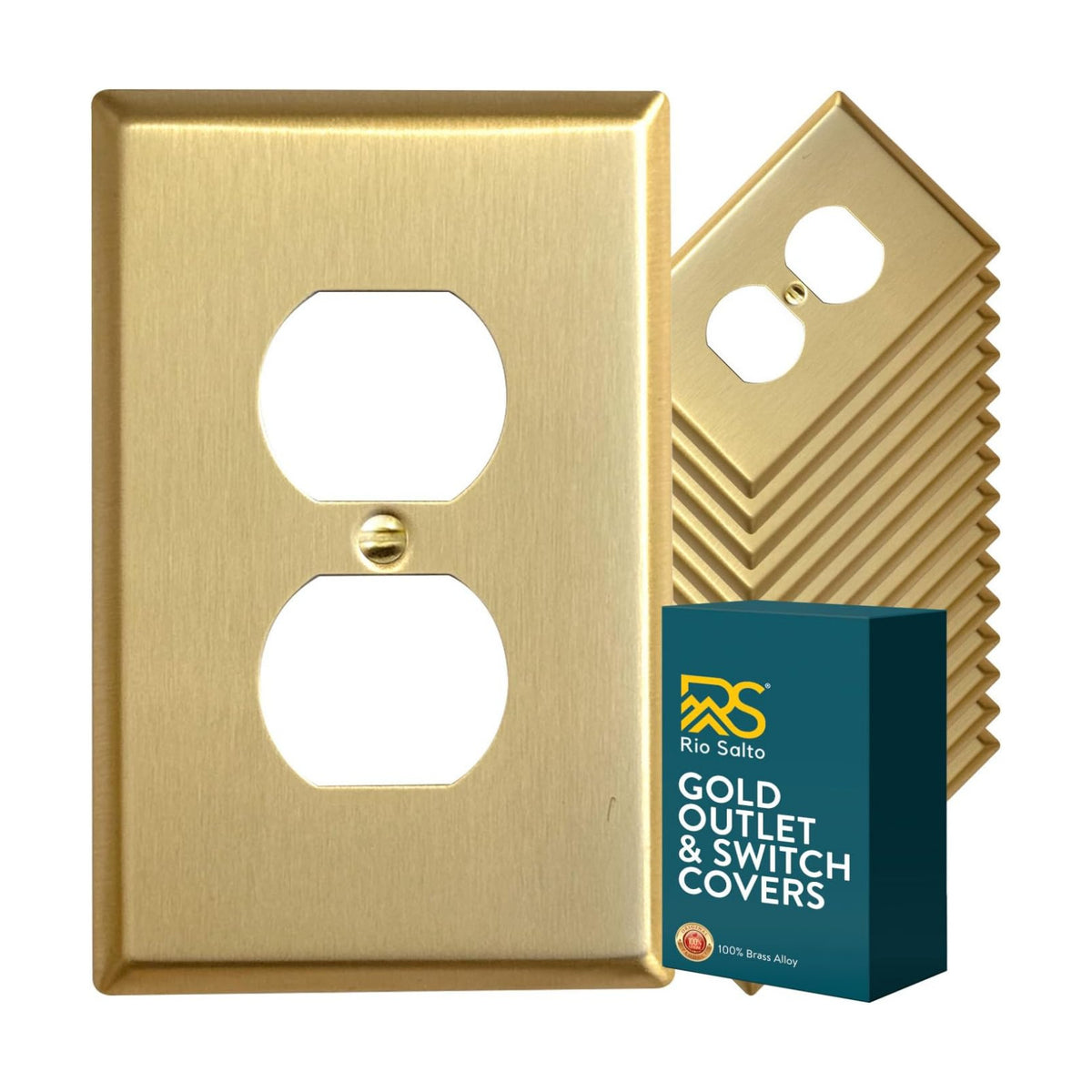Rio Salto BRASS Decorative Brushed Brass Gold Outlet Covers Duplex Outlet Cover Light Switch Cover Plate Receptacle