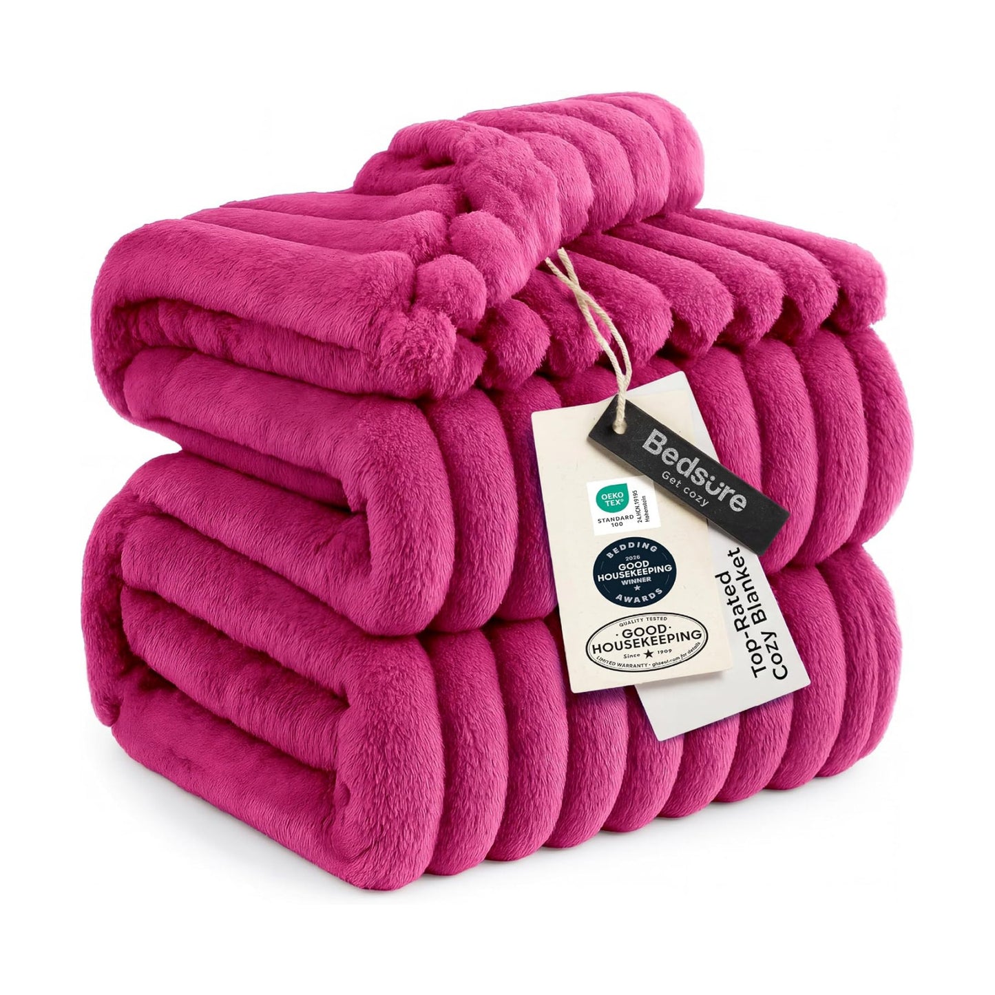 Bedsure Soft King Size Blankets for Bed Hot Pink 108"x90"