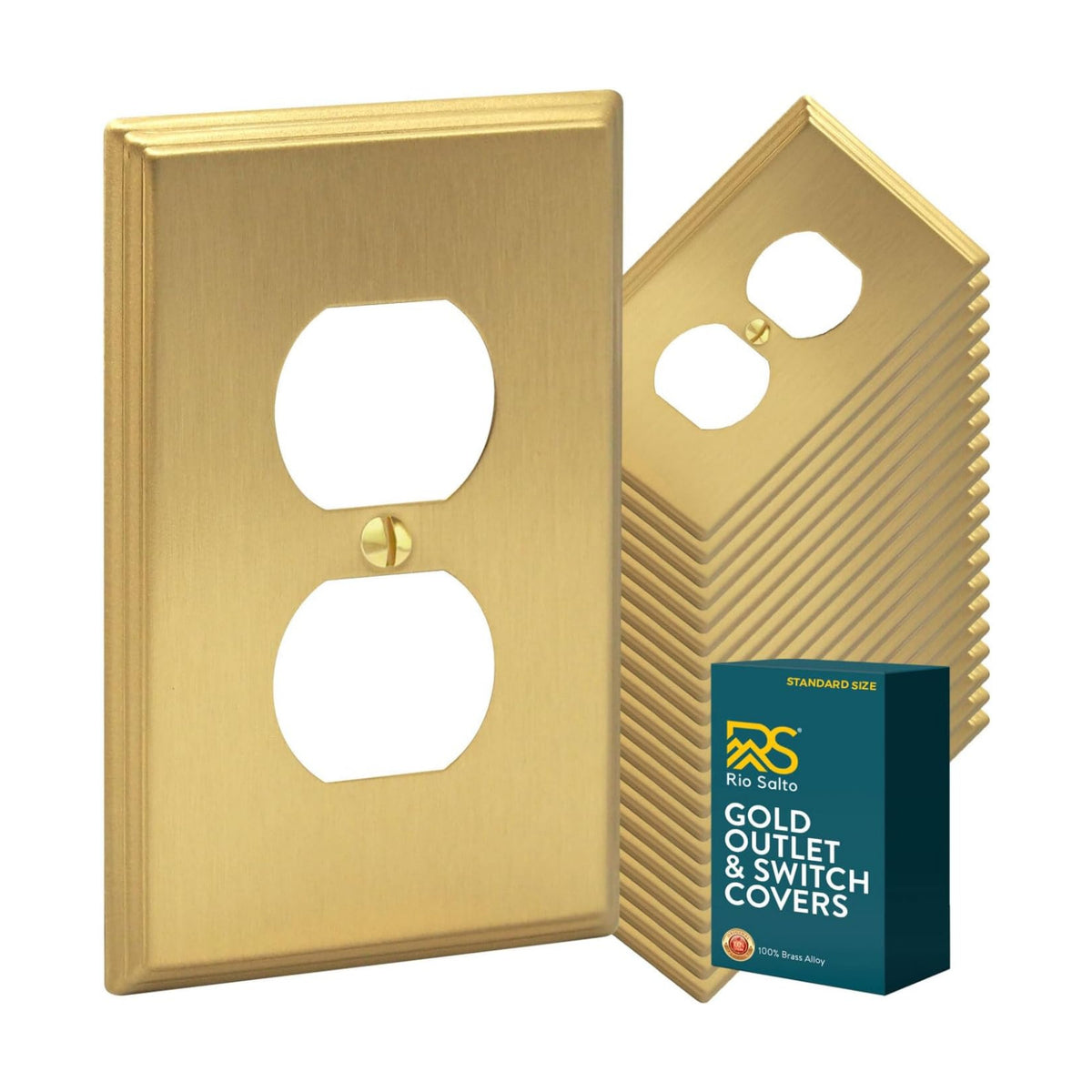 Rio Salto BRASS Brushed Gold Metal Duplex Outlet Covers Light Switch Cover – Deco Collection Decorative Brass Wall