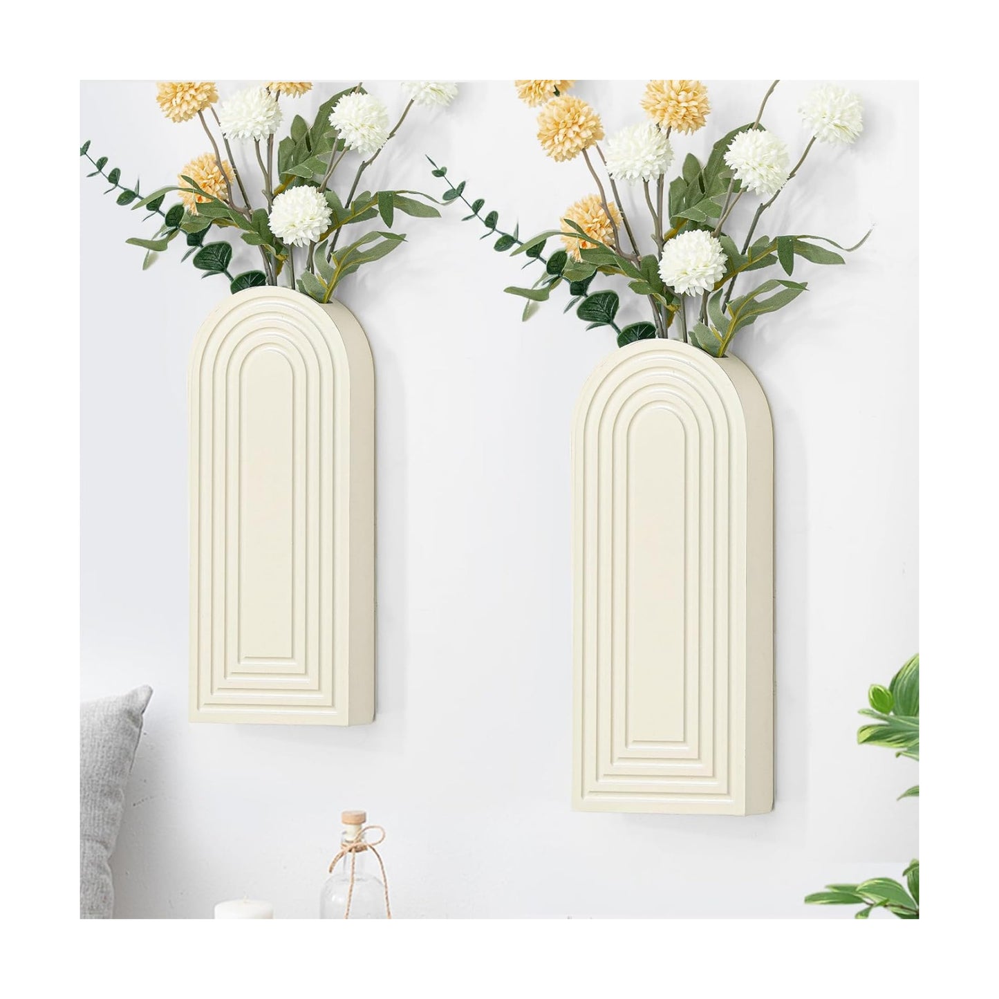 Wood Wall Hanging Planters / White