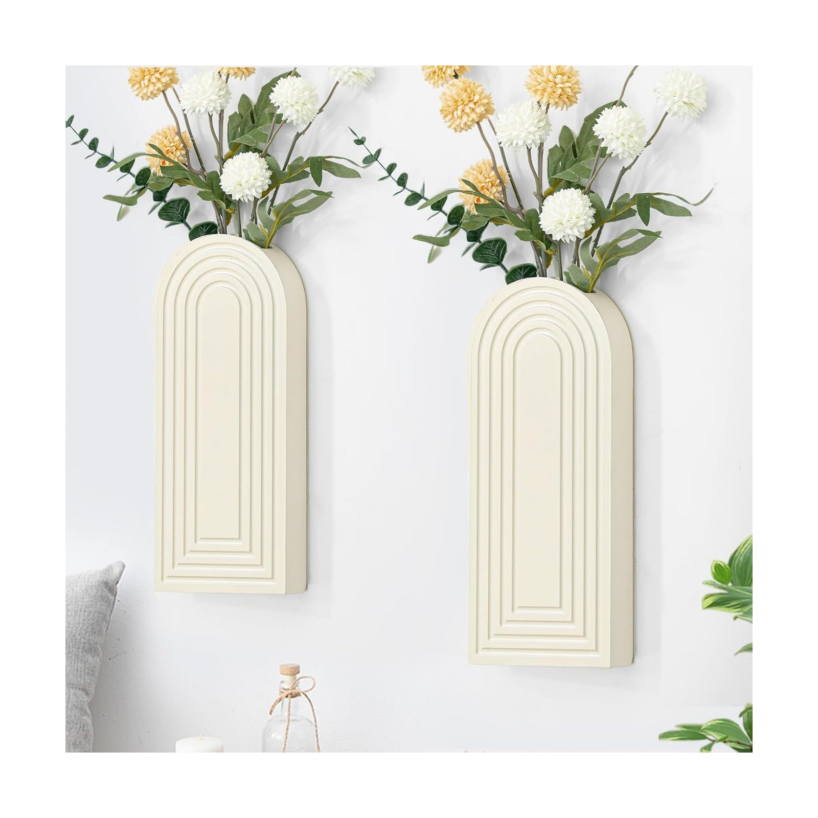 Wood Wall Hanging Planters / White