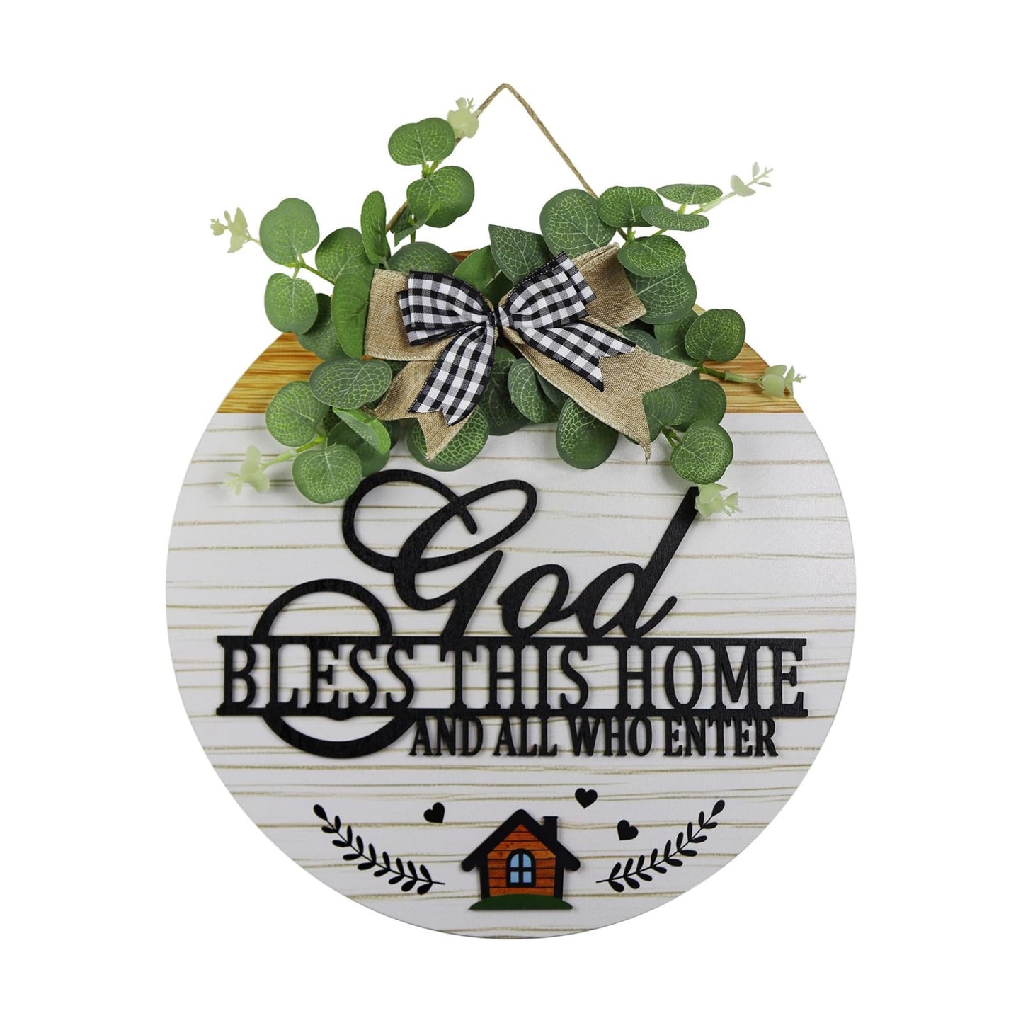 Farmhouse Door Wreaths / God Bless This Home - White