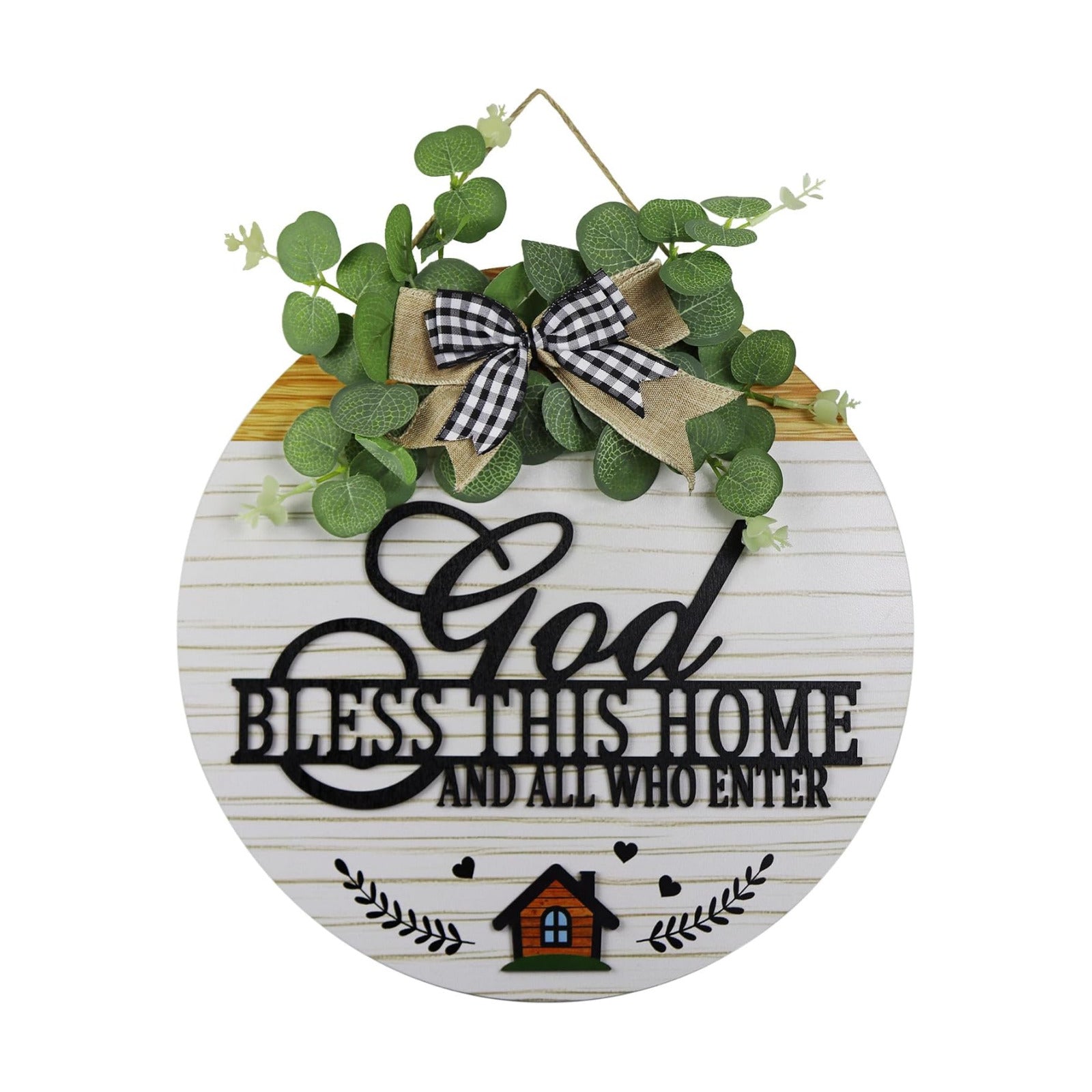 Farmhouse Door Wreaths / God Bless This Home - White