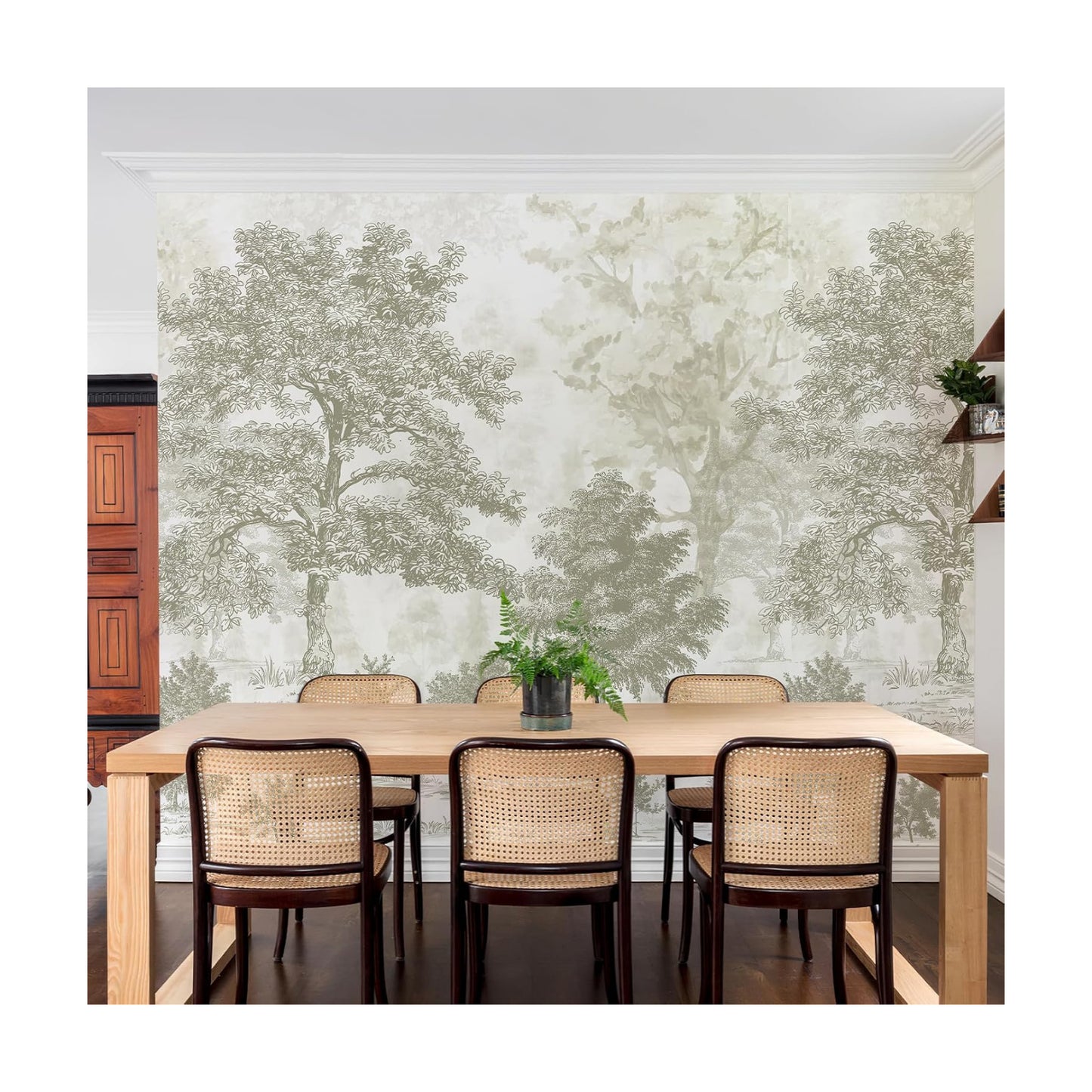 Vintage Forest Wall Murals Peel and Stick 88.5" W x 110" H Tree / 88.5 x 110 / Neutral / Beige