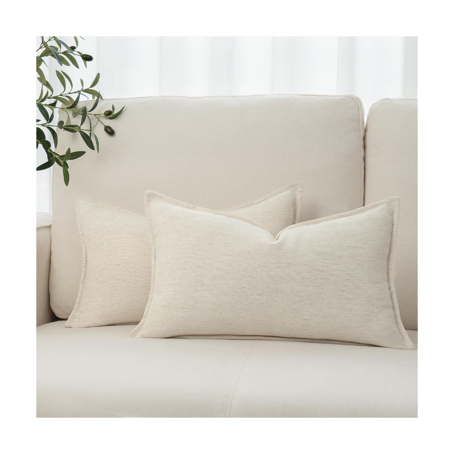 Farmhouse Decorative Pillow / Cream White / 20 x 12 / Set of 2