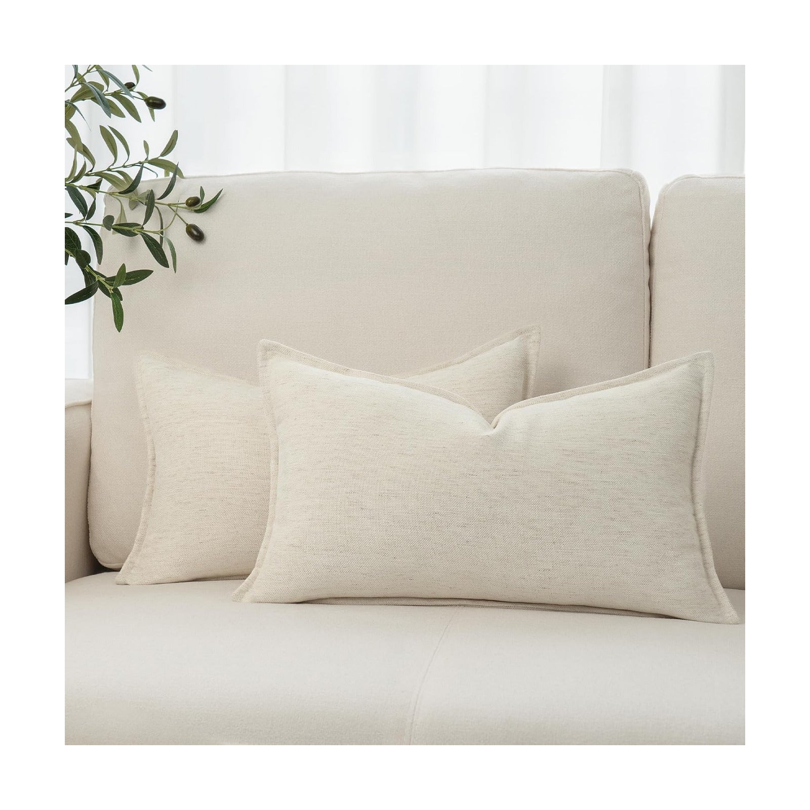 Farmhouse Decorative Pillow / Cream White / 20 x 12 / Set of 2