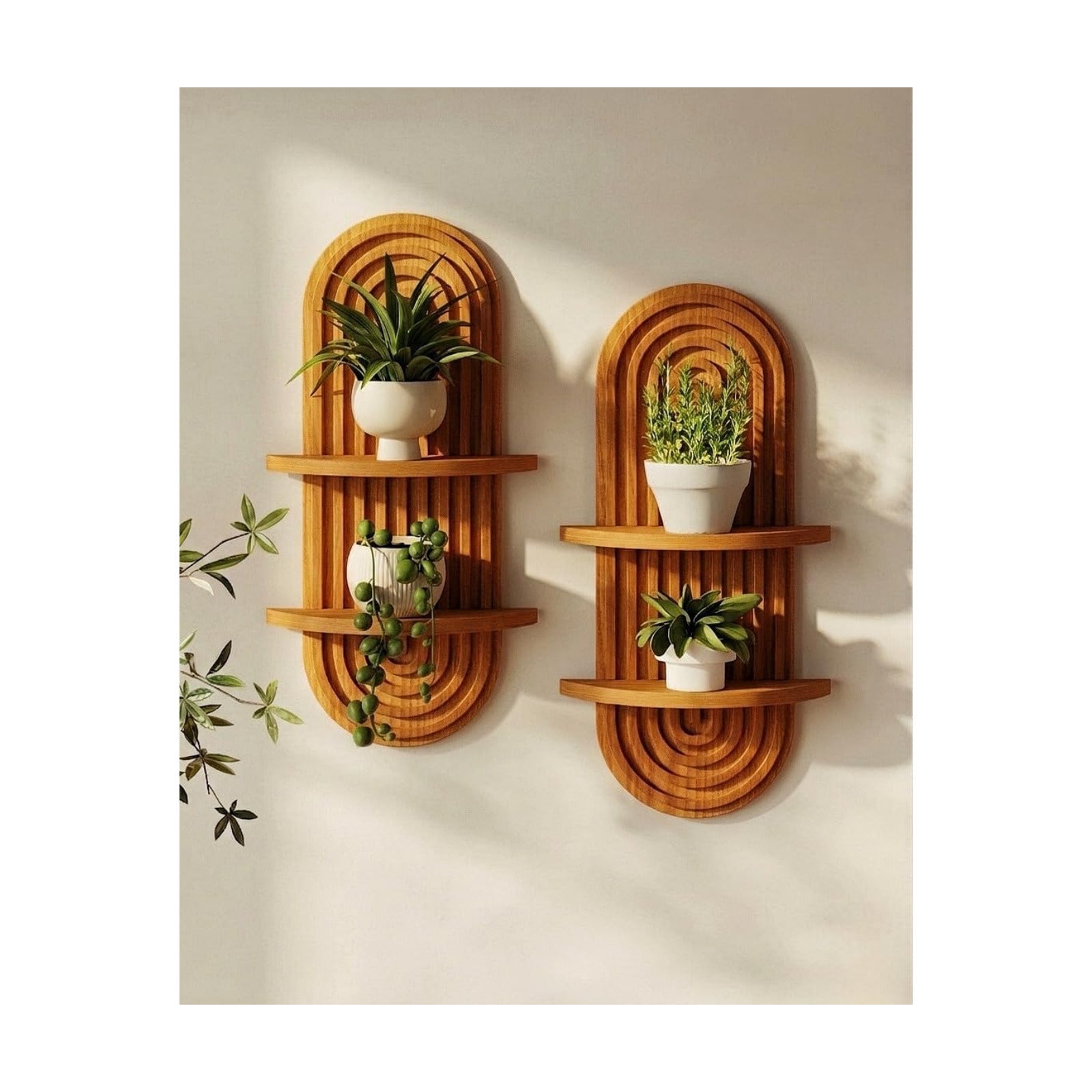 Boho Wall Decor Plant Wall Shelf / Brown / 16.7 / Set of 2