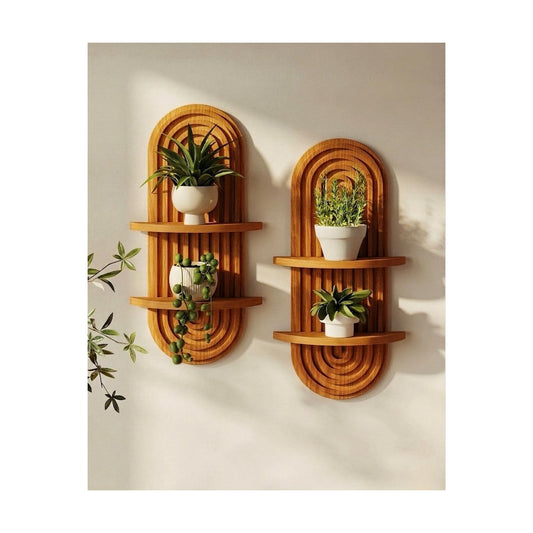 Boho Wall Decor Plant Wall Shelf / Brown / 16.7 / Set of 2