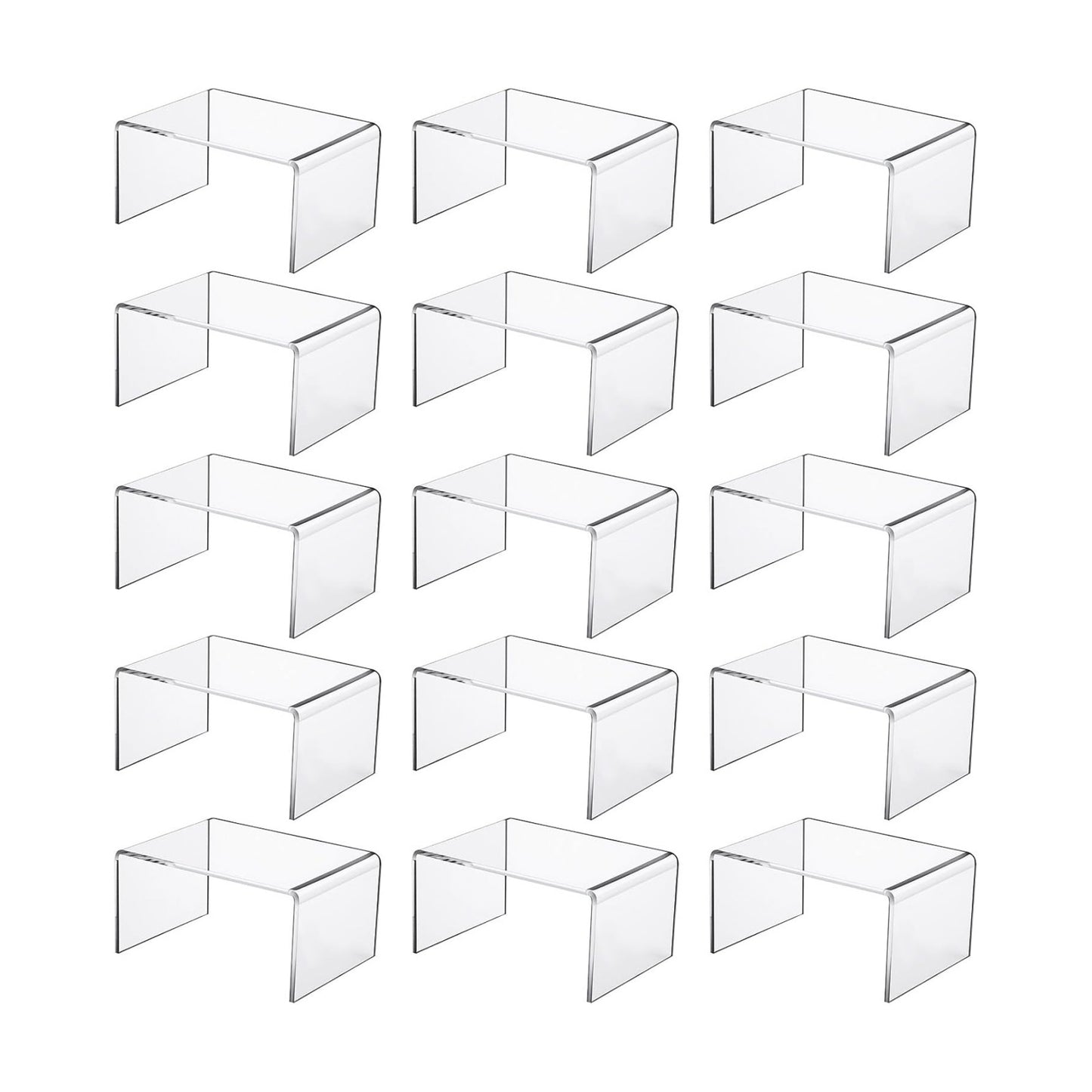 Acrylic Shelf Riser Display Stands for Figures / Clear / 4.4 x 3.2 x 2.2 / Set of 16