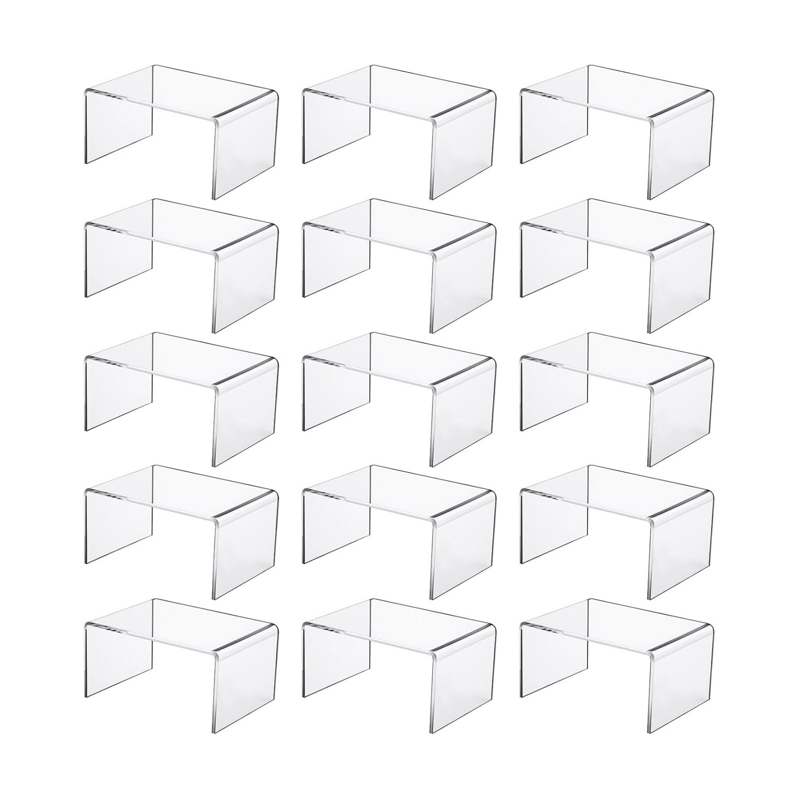 Acrylic Shelf Riser Display Stands for Figures / Clear / 4.4 x 3.2 x 2.2 / Set of 16