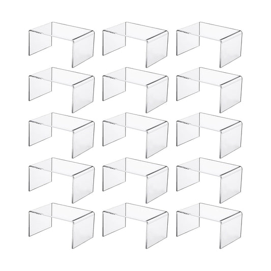 Acrylic Shelf Riser Display Stands for Figures / Clear / 4.4 x 3.2 x 2.2 / Set of 16
