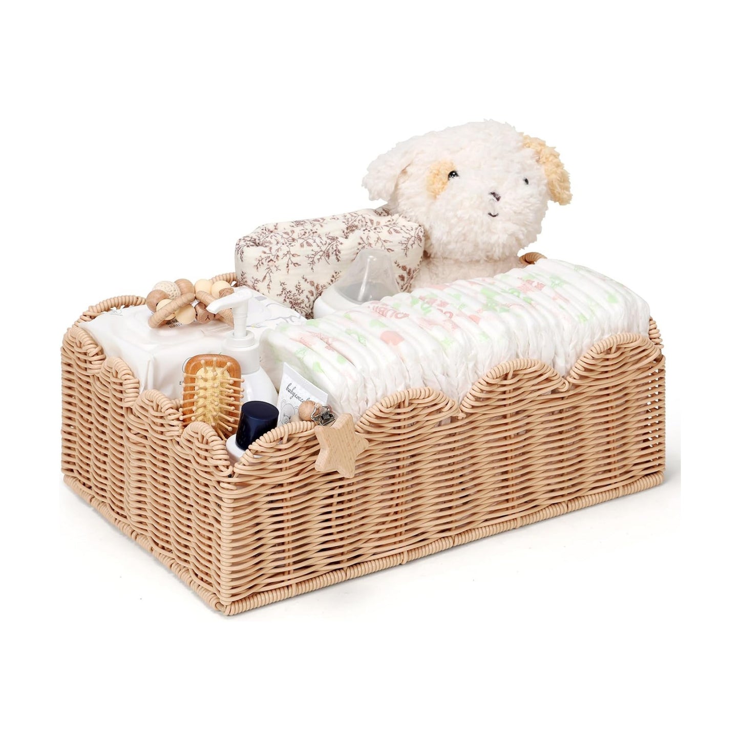 Wicker Diaper Caddy Organizer / Natural / L