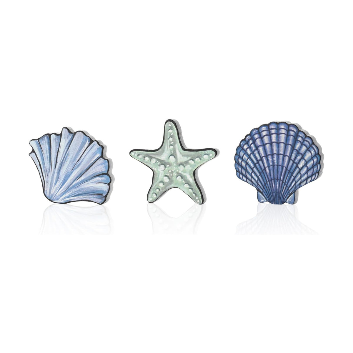 Smile 3 Pcs Wooden Decor Summer Indoor Decorations, Sea Style, Shell Starfish Summer Table Centerpieces for Home Kitchen Seasonal Display