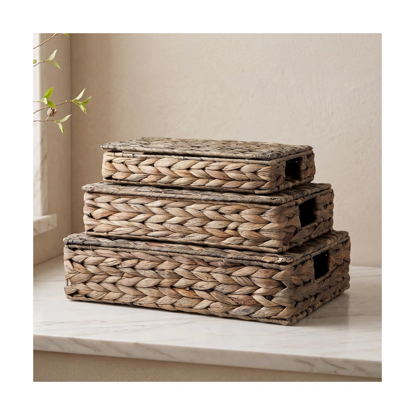 Wicker Storage Baskets / Black / 15.7 x 11 / Set of 3