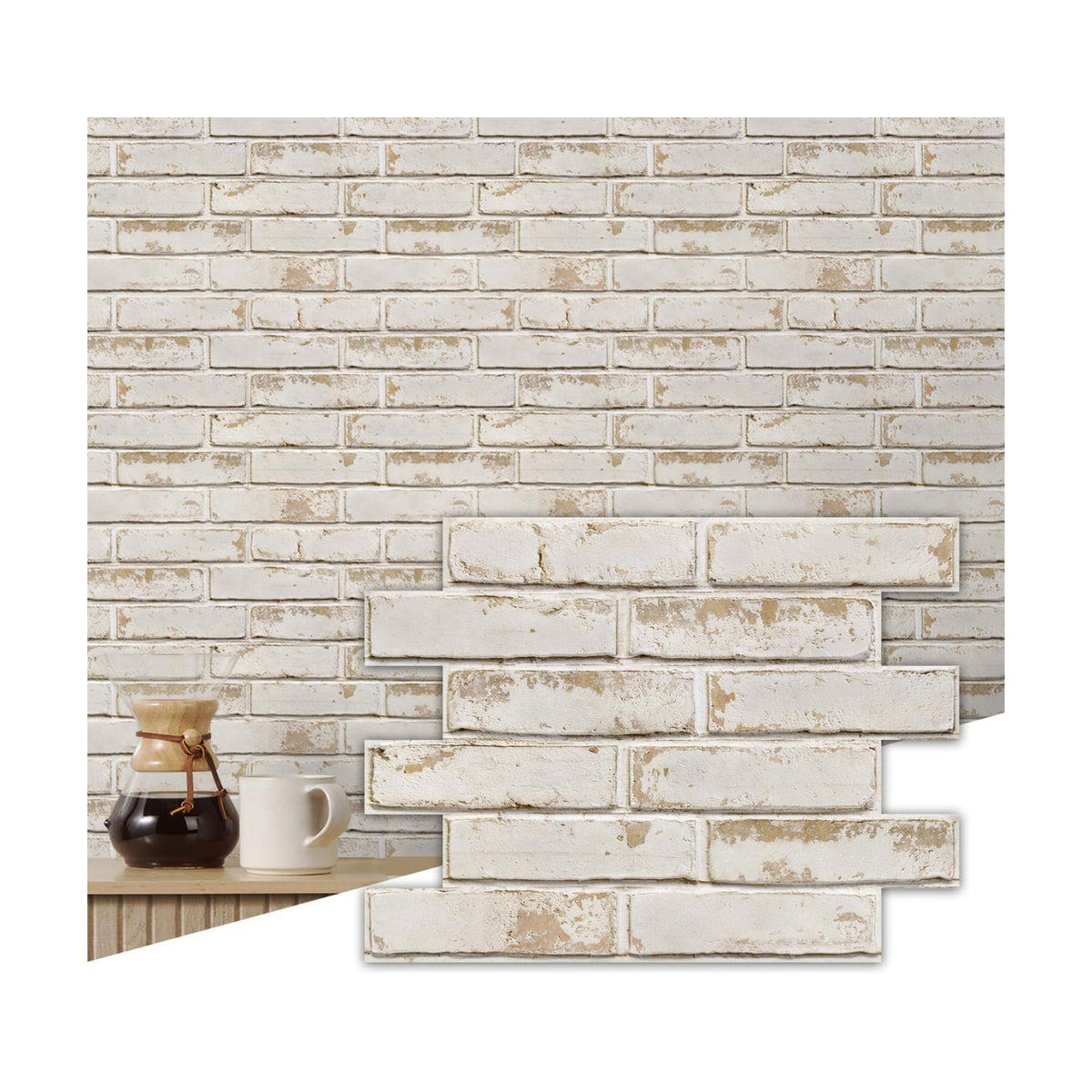 Commomy 3D Faux Brick Wall Panels - 10pcs 15.74" x 11.8" | Thin UrltraLight PVC Peel and Stick Brick Wall Covering for