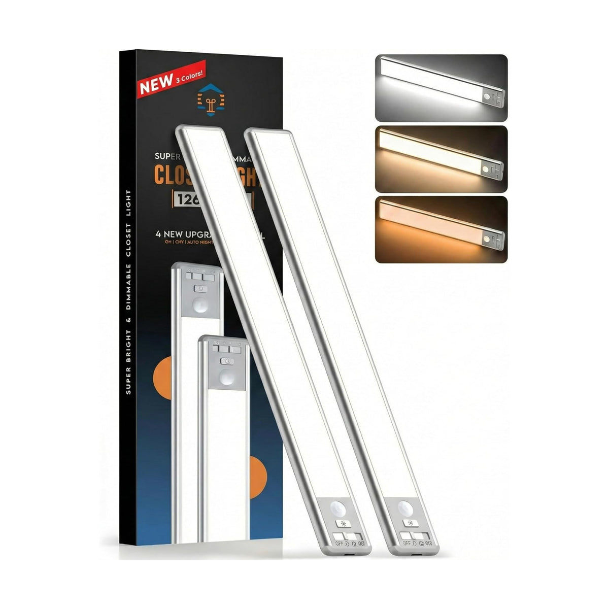 BLS 14.8inch Under Cabinet Lighting, LED Closet Lights, Motion Sensor Light Indoor, Battery Operated USB C