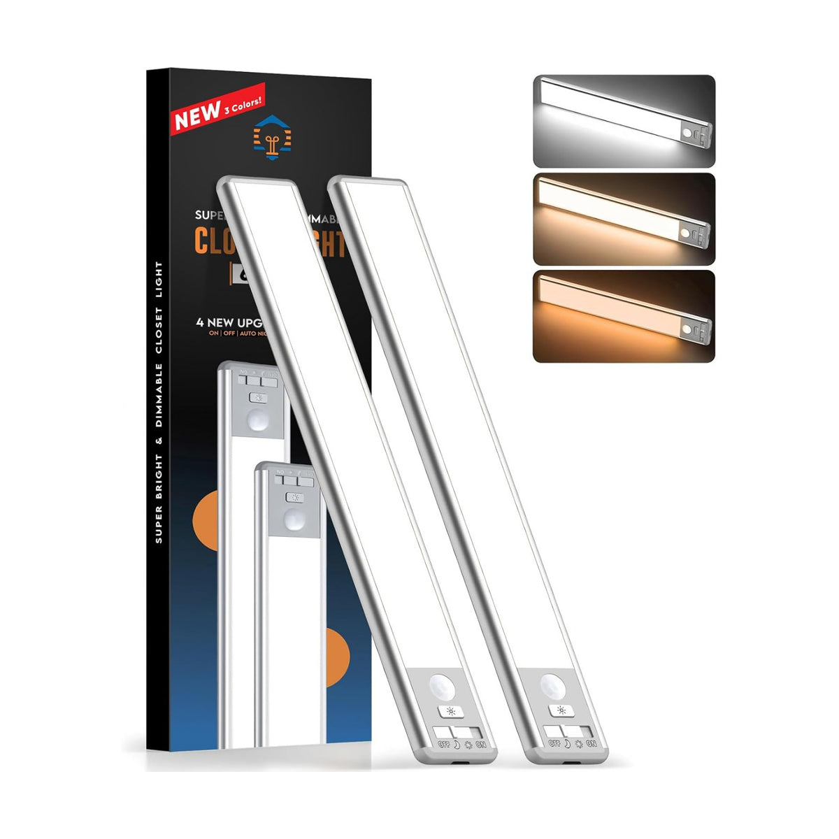 Motion Sensor Light Indoor, 80 LED Under Cabinet Lighting Battery Operated with 3 Color Temps, 1800mAh Rechargeable