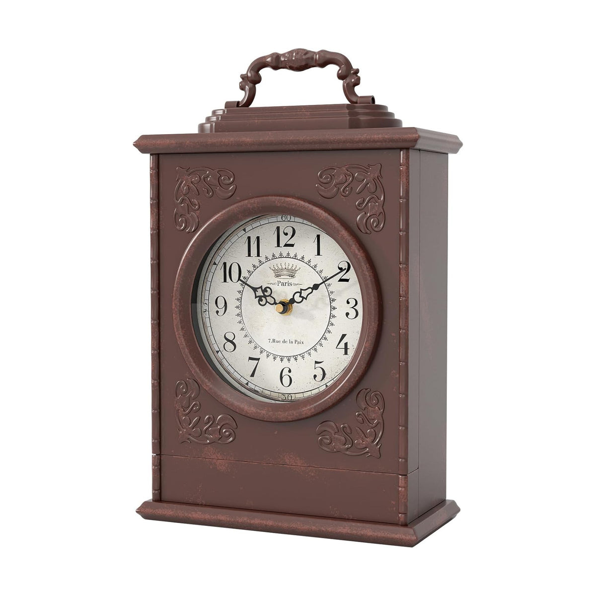 Vintage Mantel Clock with Hidden Safe, Antique Brown Style | Fireplace Clocks, Desk and Shelf Clock for Living Room