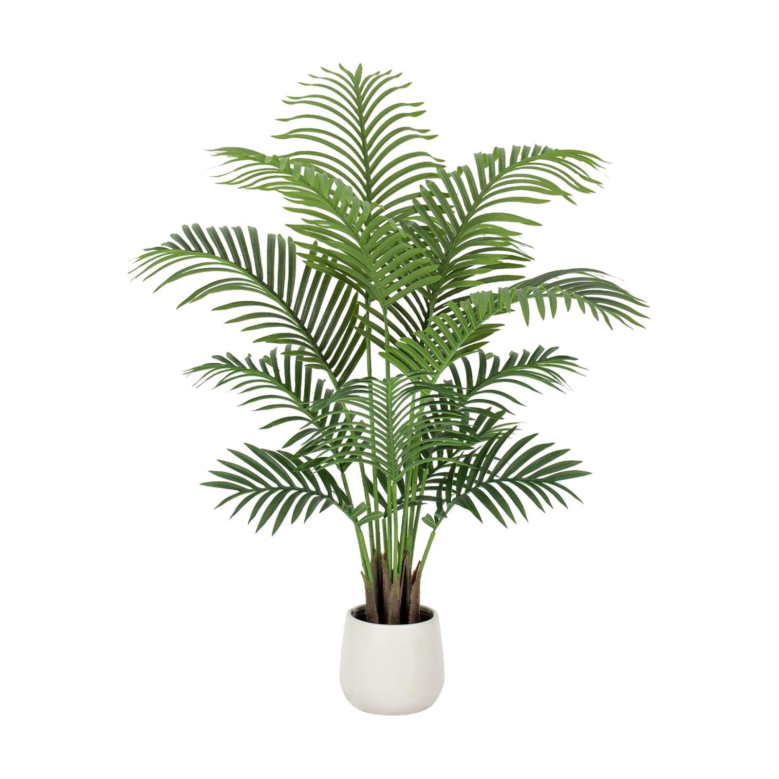 4ft Artificial Palm Tree Tall Faux Palm Tree Indoor Large Fake Plants with 12 Trunks Artificial Plants with White Pot
