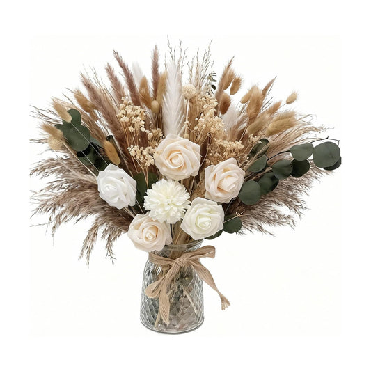 Indoor Artificial Dried Flowers / Natural Champagne / Set of 101