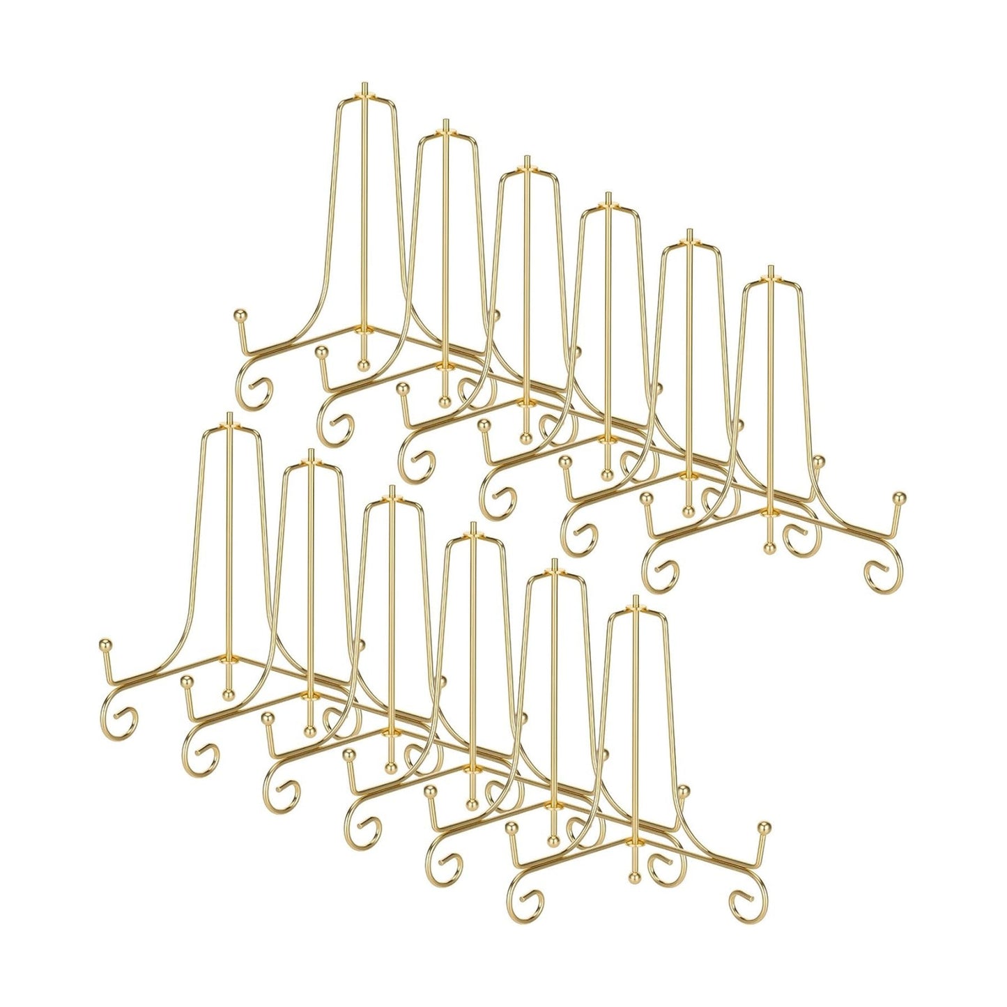 Decorative Metal Plate Holders Foldable Easel Holder Picture / Gold / 6 Inch / Set of 12