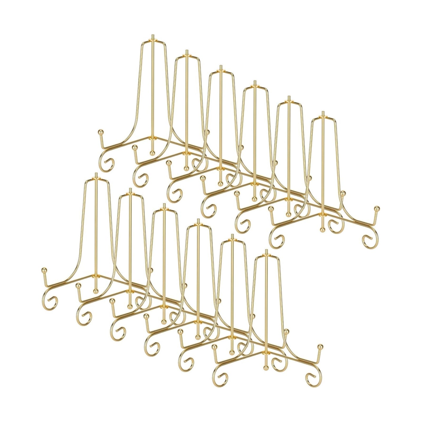 Decorative Metal Plate Holders Foldable Easel Holder Picture / Gold / 6 Inch / Set of 12