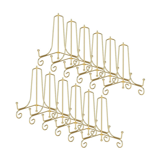 Decorative Metal Plate Holders Foldable Easel Holder Picture / Gold / 6 Inch / Set of 12