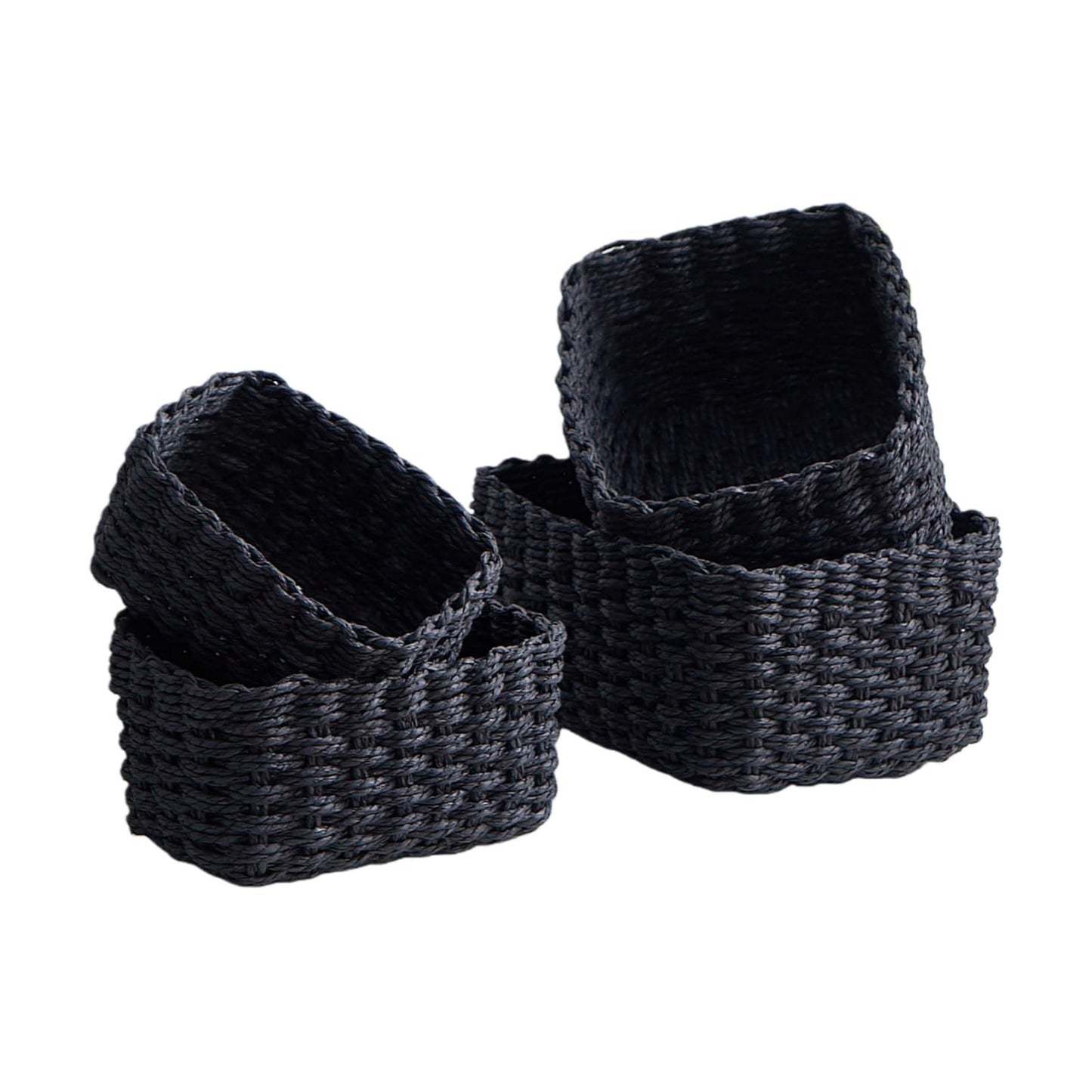 Woven Storage Baskets Set / Black / Set of 4