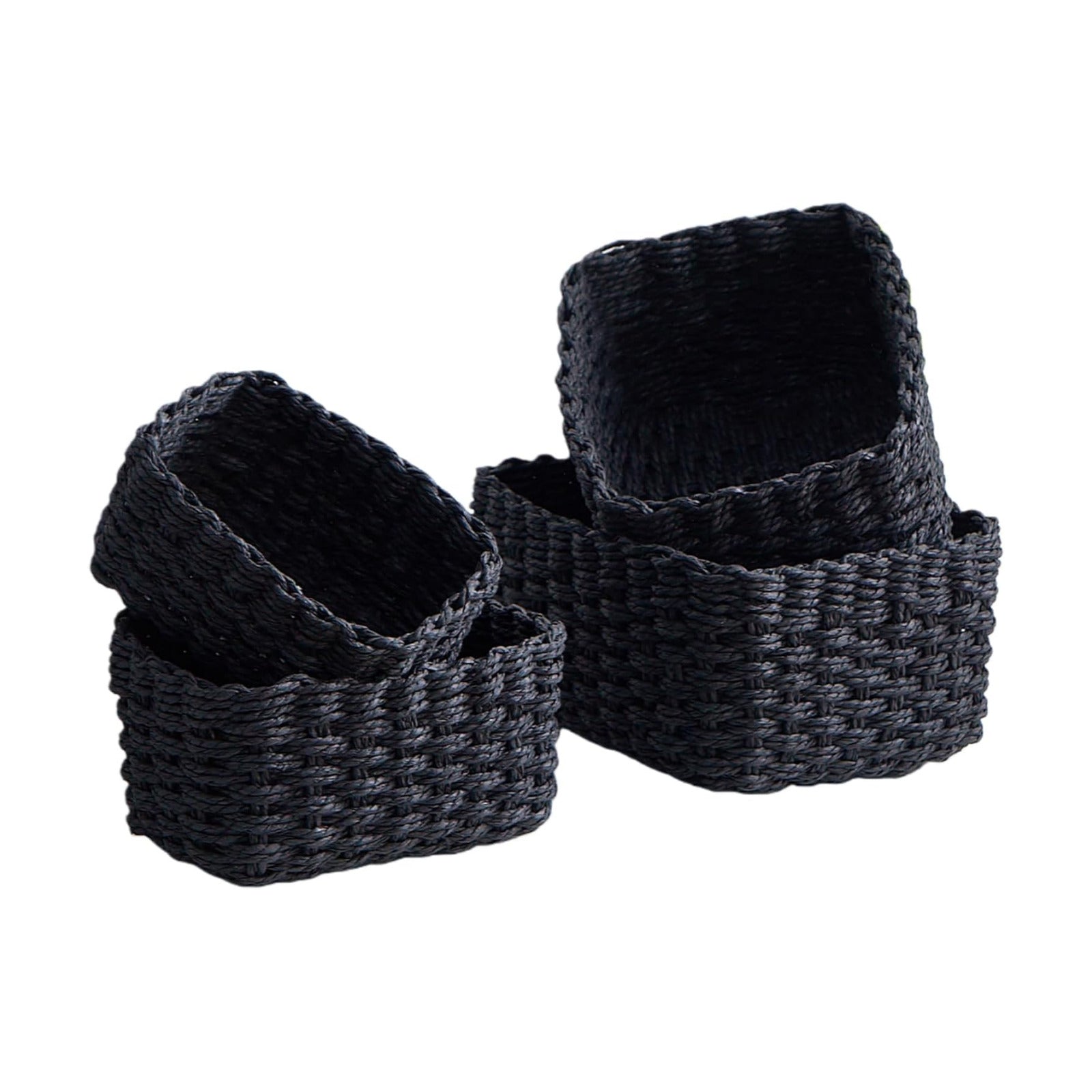 Woven Storage Baskets Set / Black / Set of 4