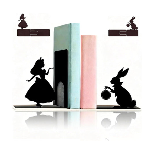 Decorative Bookends Metal Stopper Shelves Nursery Office Library Bedroom for Book