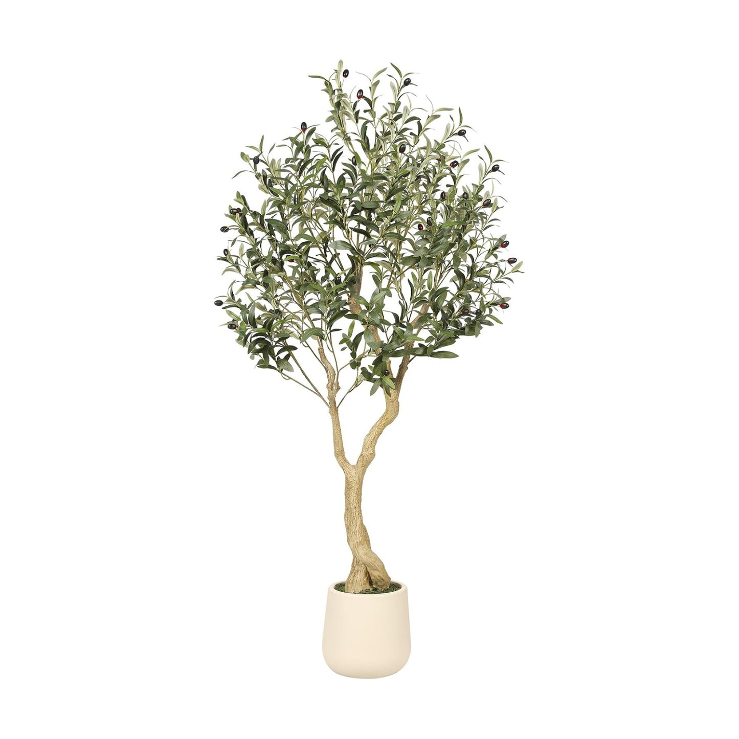Realead 5ft Olive Trees Artificial Indoor with White Tall Exquisite Planter