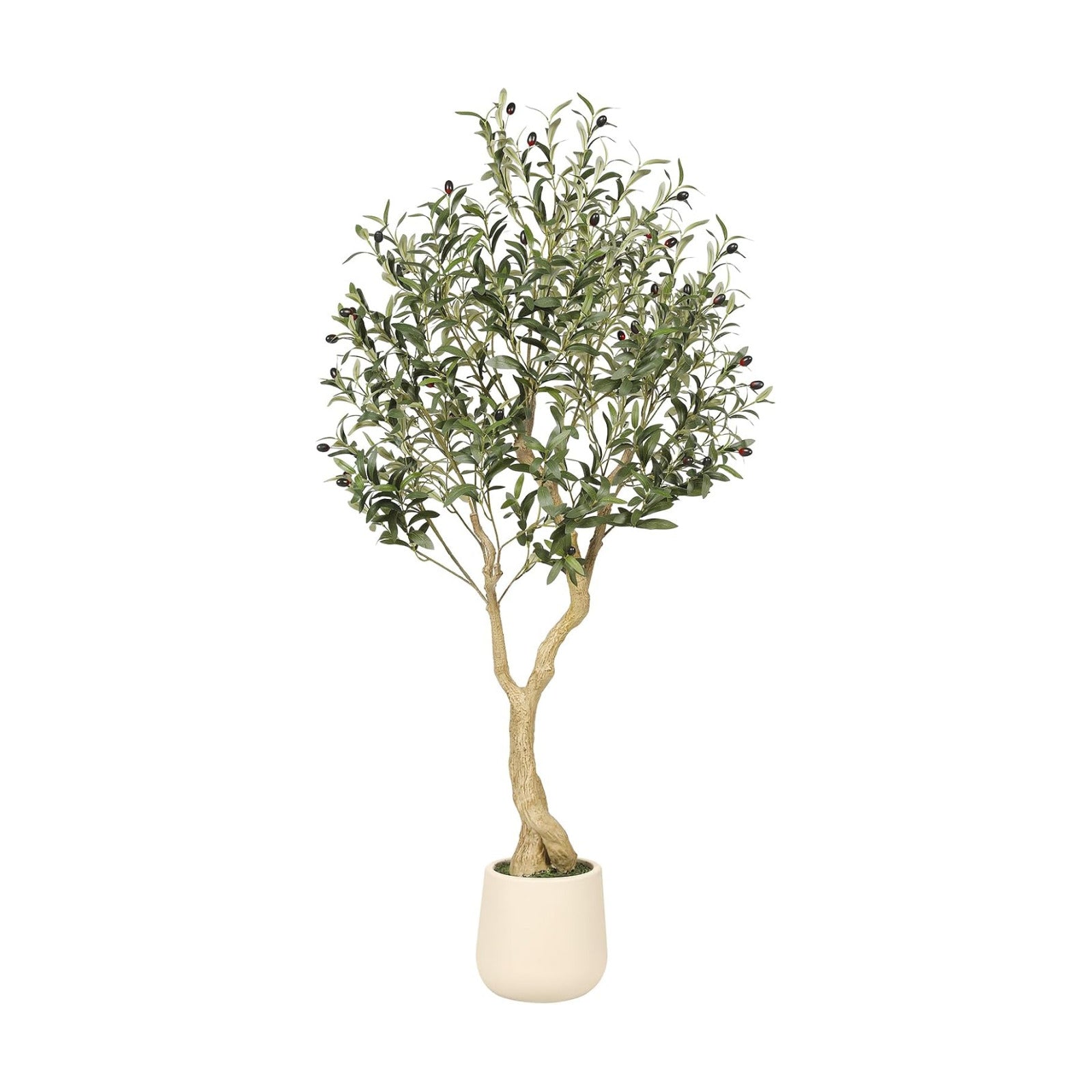 Realead 5ft Olive Trees Artificial Indoor with White Tall Exquisite Planter