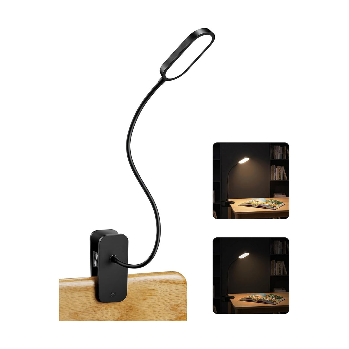 Honeywell Clip On Reading Light, Rechargeable Gooseneck CRI95 4000K Dimming | 2000mAh Battery,Touch Desk Lamp White