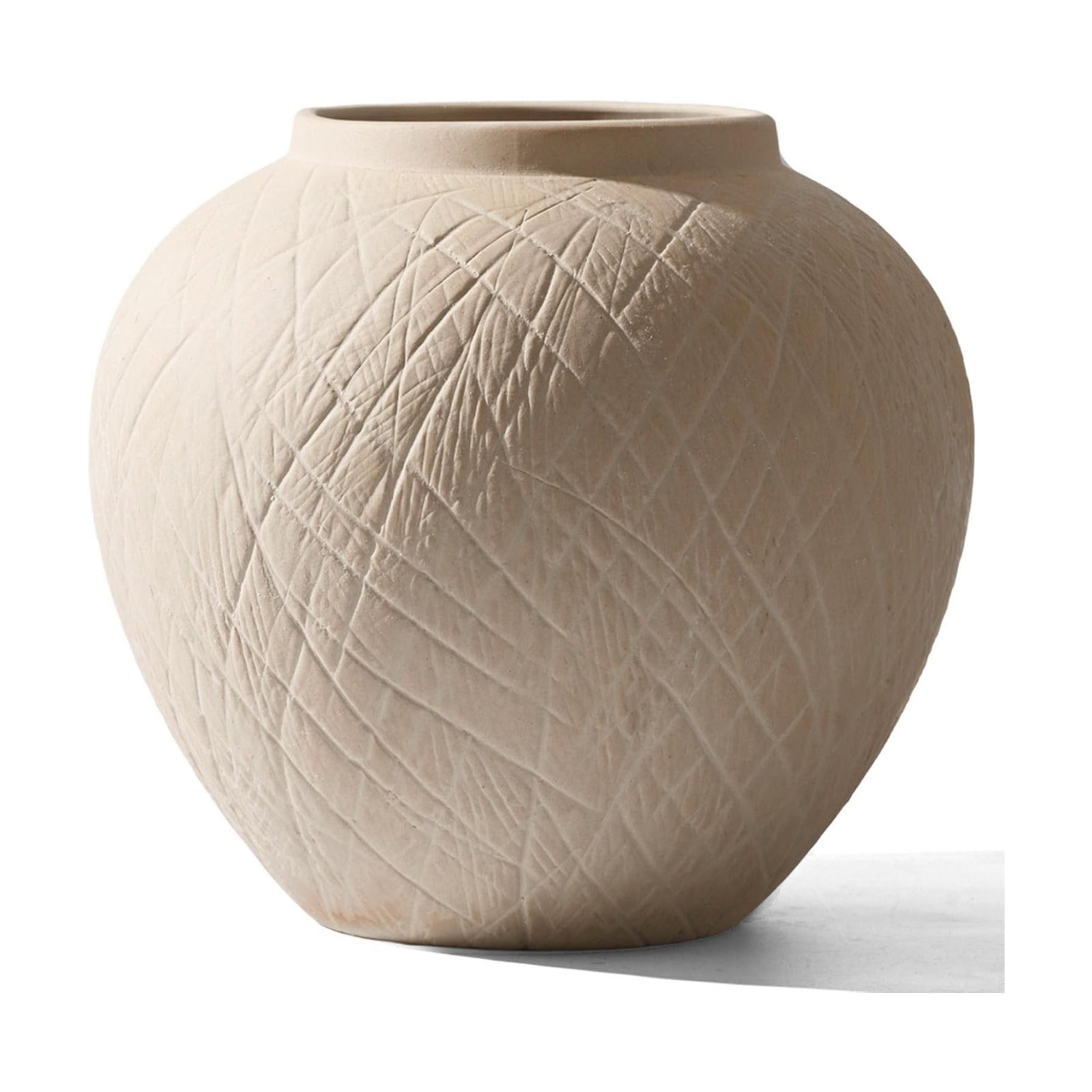 in Ceramic Boho Decorative Vase for Decor / 03 - Large Rustic Carved Beige / 8.8 Inch