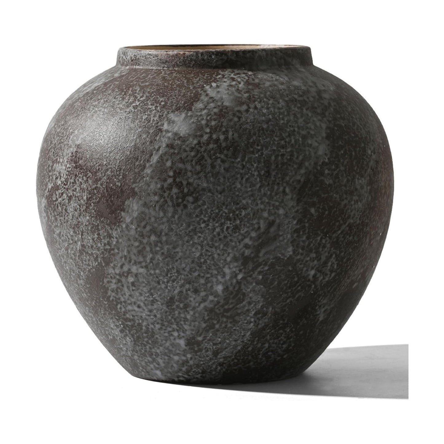 Large Rustic Black Stone Vase Home Decor / 04 - Large Rustic Brush Black / 8.8 Inch