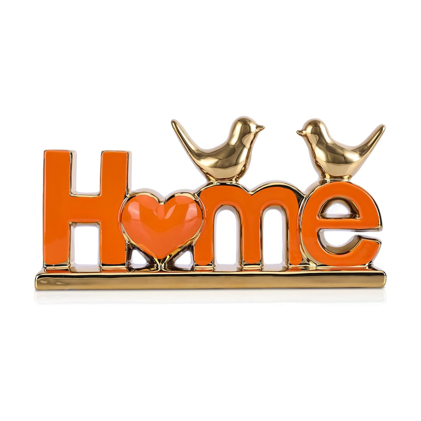 Ceramic Bird Statue / Orange Gold